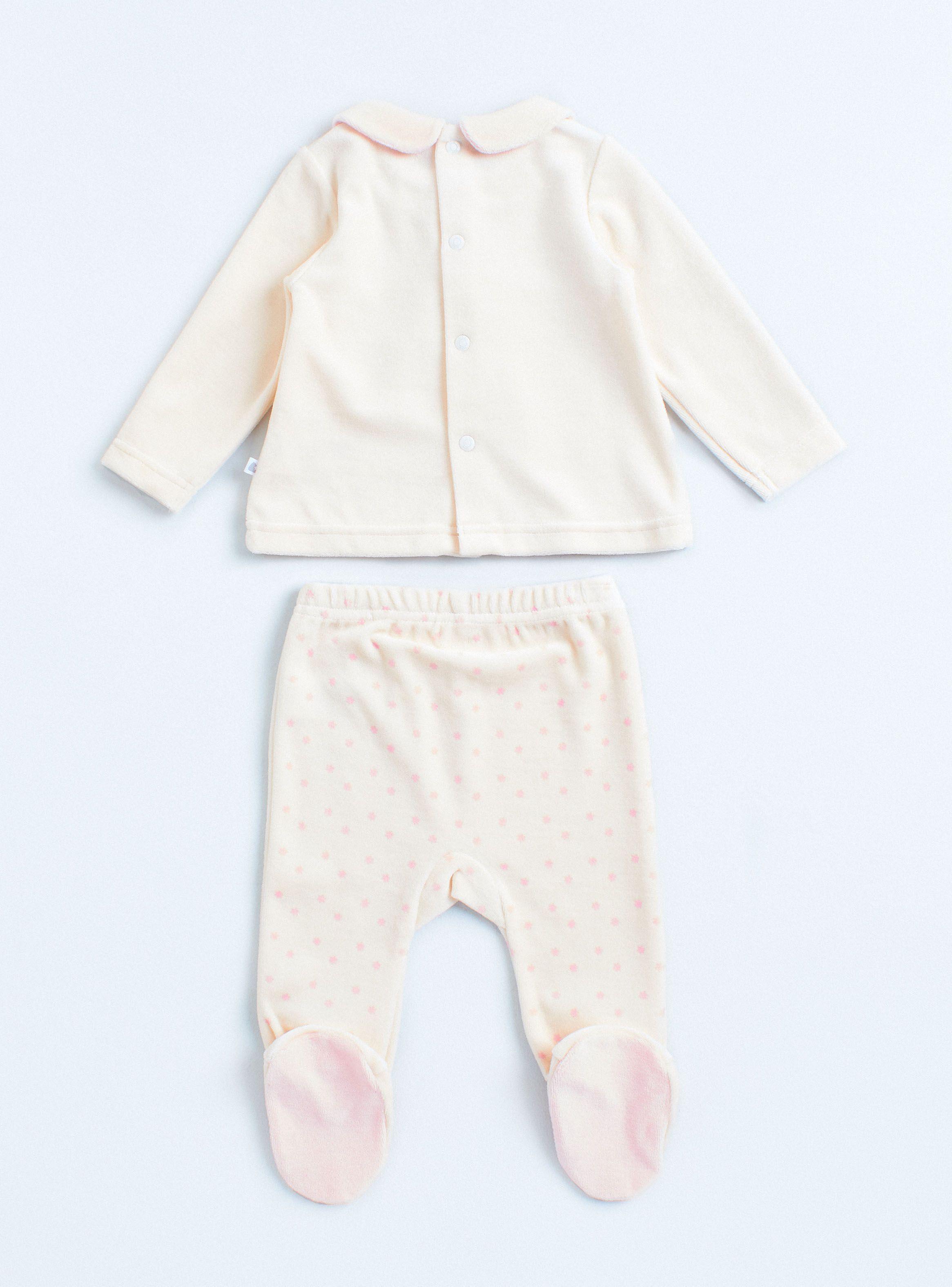 Conjunto Plush Velour Niña Marfil-1