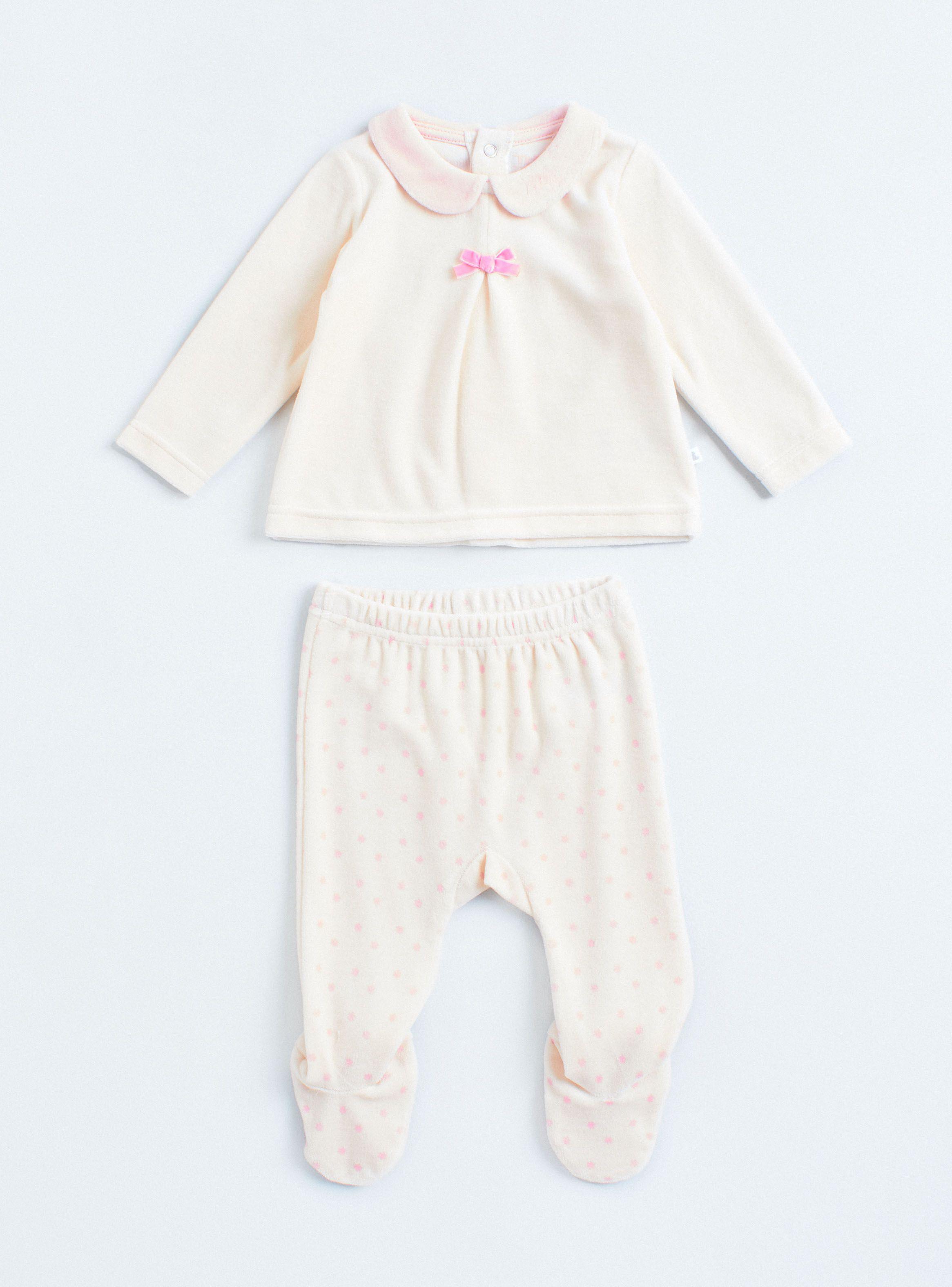 Conjunto Plush Velour Niña Marfil-0