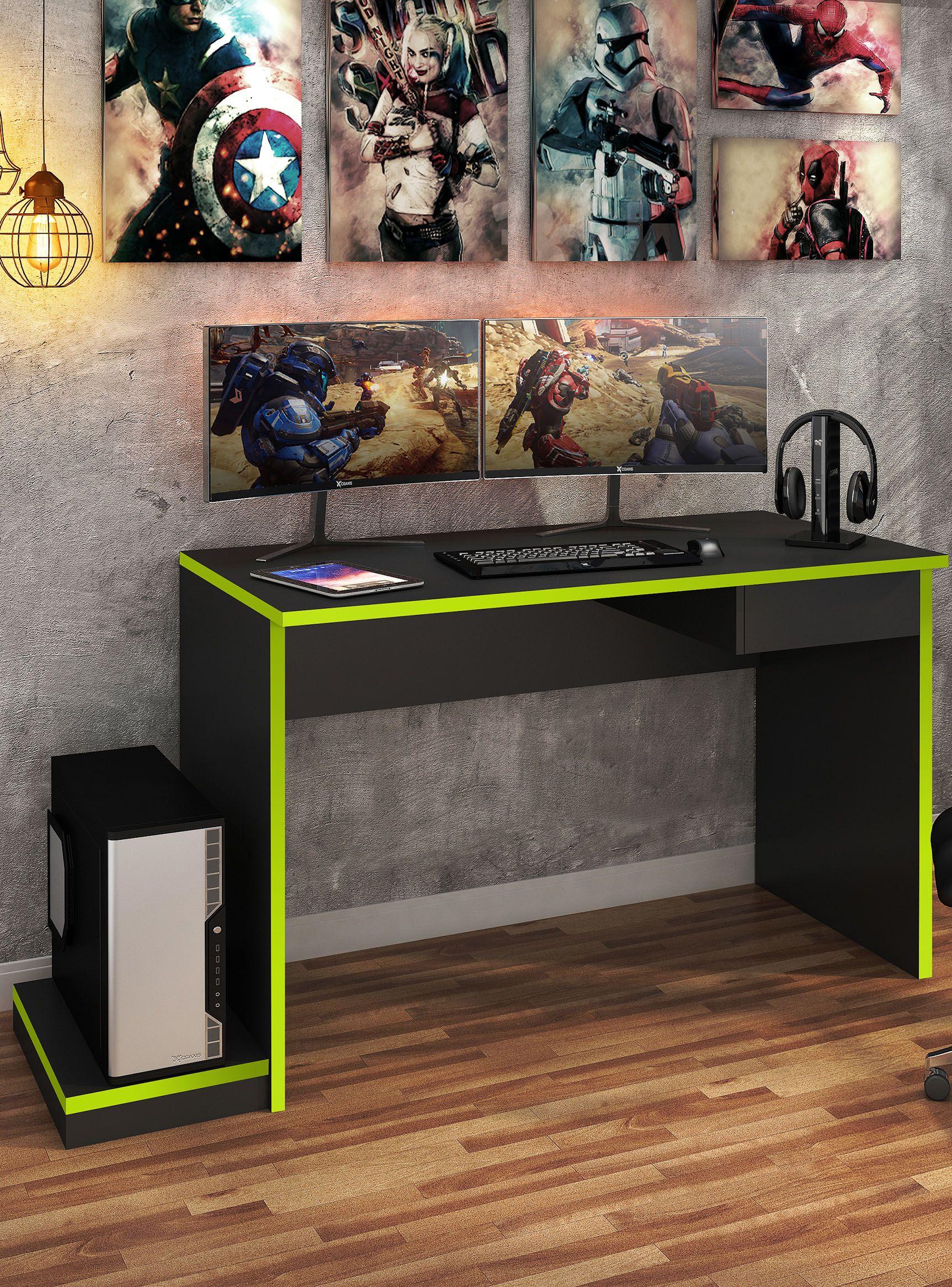 Mesa Gamer MC02 Negro-Verde-4