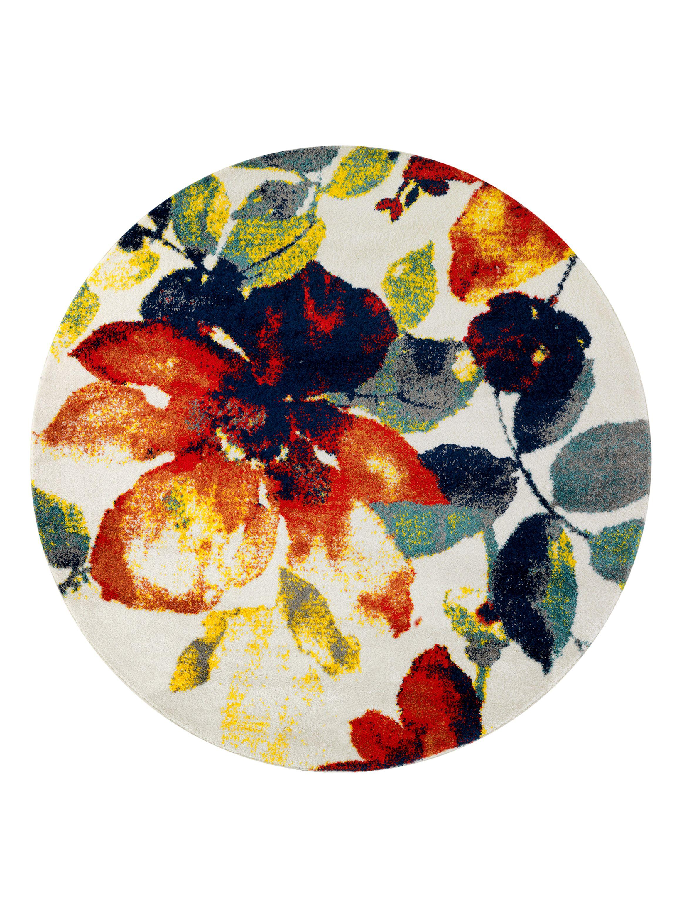 Alfombra Redonda Florida Blanco 160 x 160 cm Flores-0