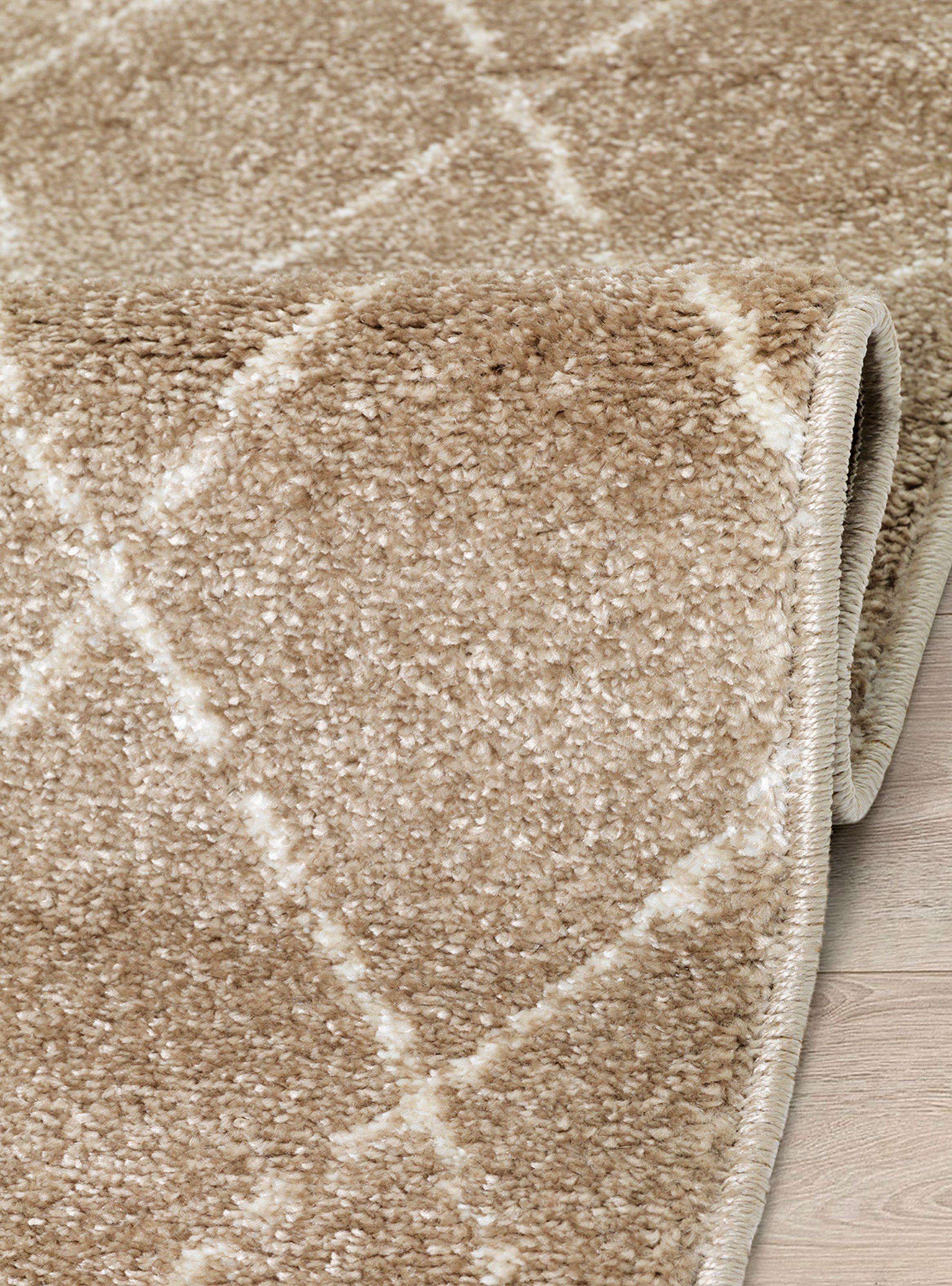 Bajada de Cama Florida 121B Beige 50 x 120 cm Rombos Blanco-1