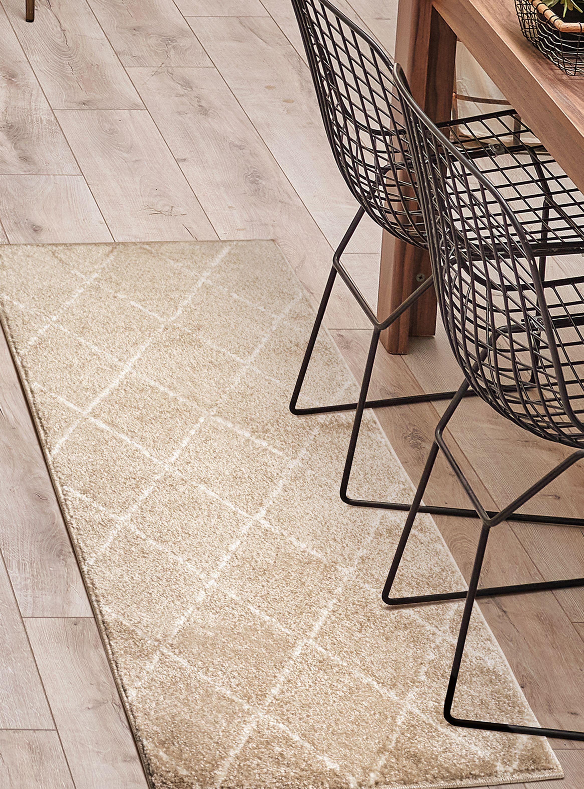 Bajada de Cama Florida 121B Beige 50 x 120 cm Rombos Blanco-2