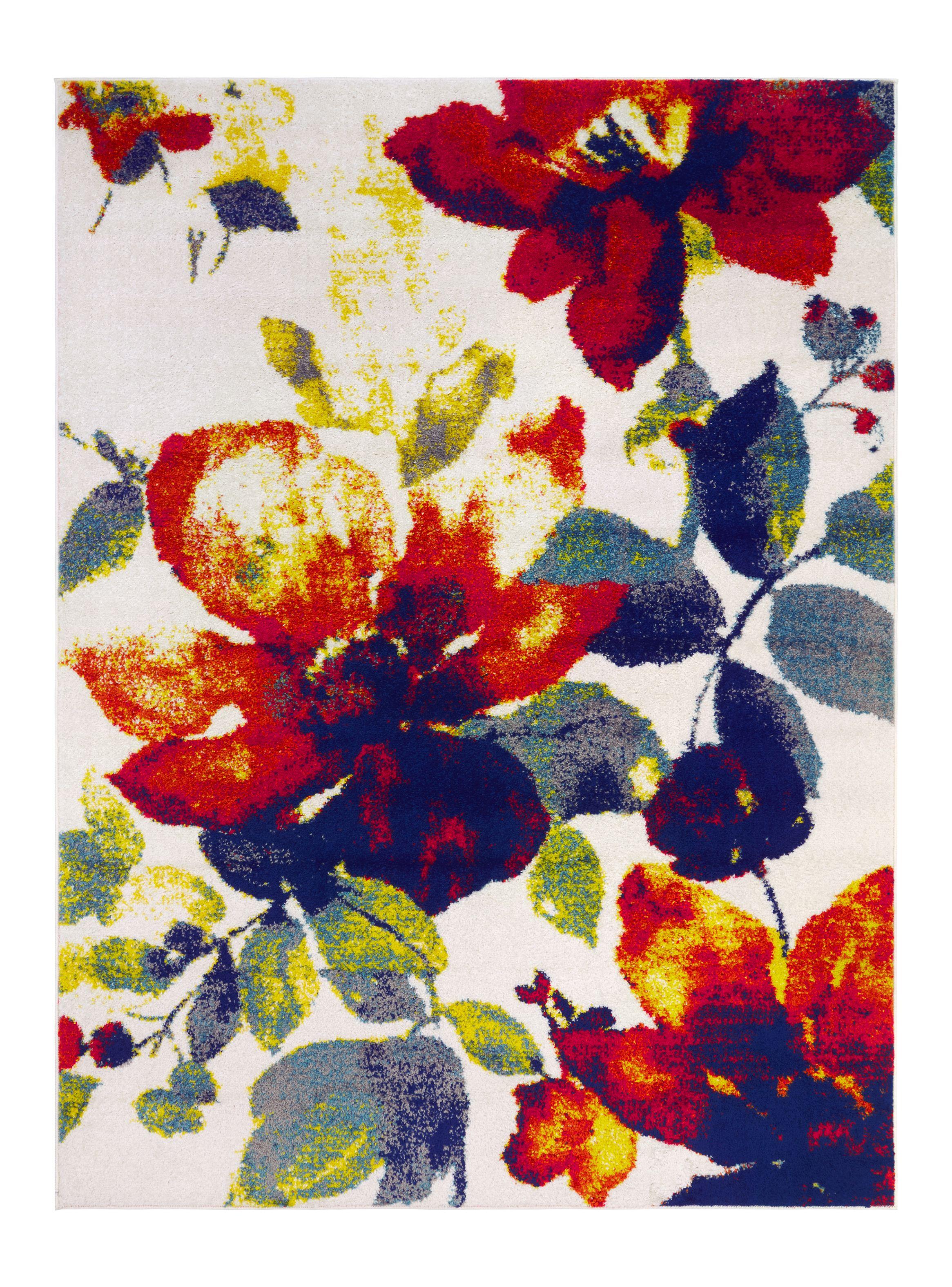 Alfombra Florida Blanca 160 x 210 cm-0