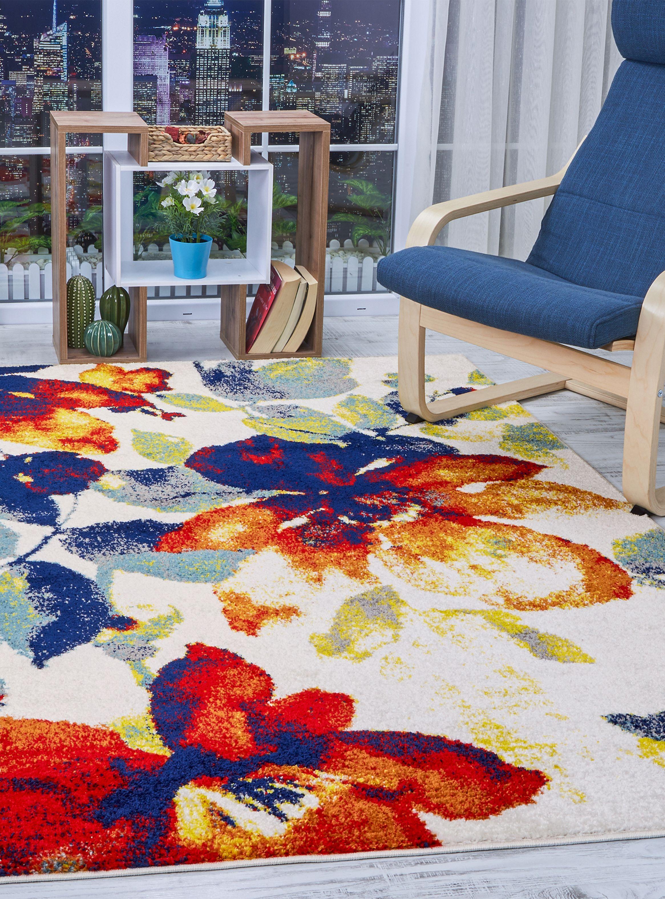 Alfombra Florida Blanca 160 x 210 cm-2