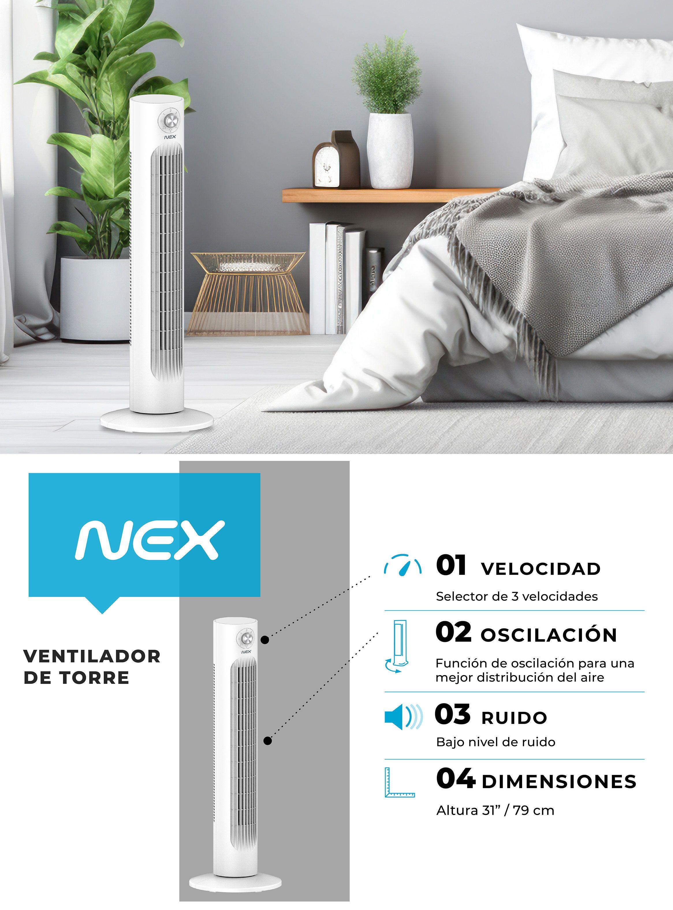 Ventilador Torre 3 Velocidades 50W TWF1288 Blanco-9