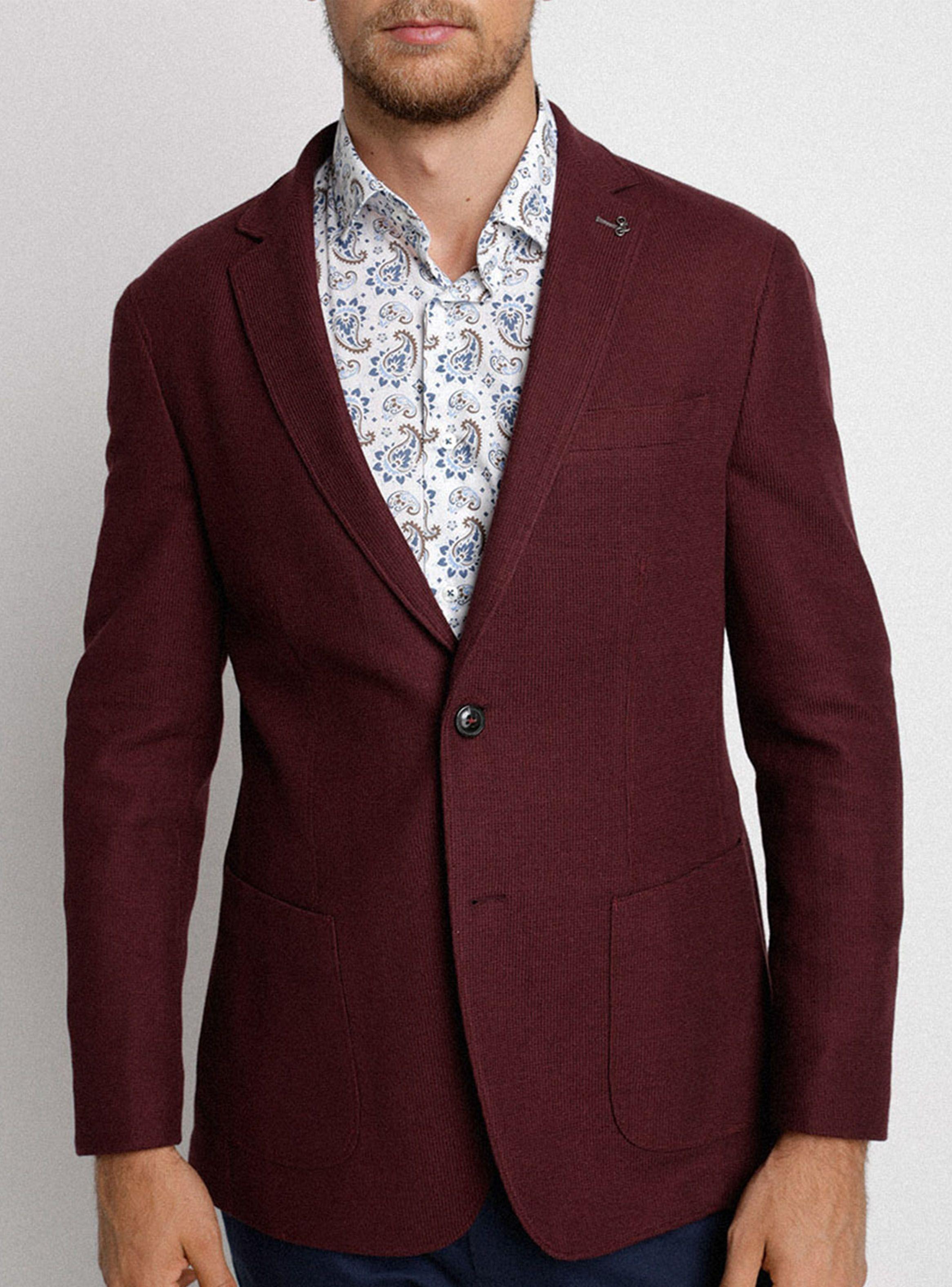 Chaqueta Basic Knit Jacket Burdeo-0