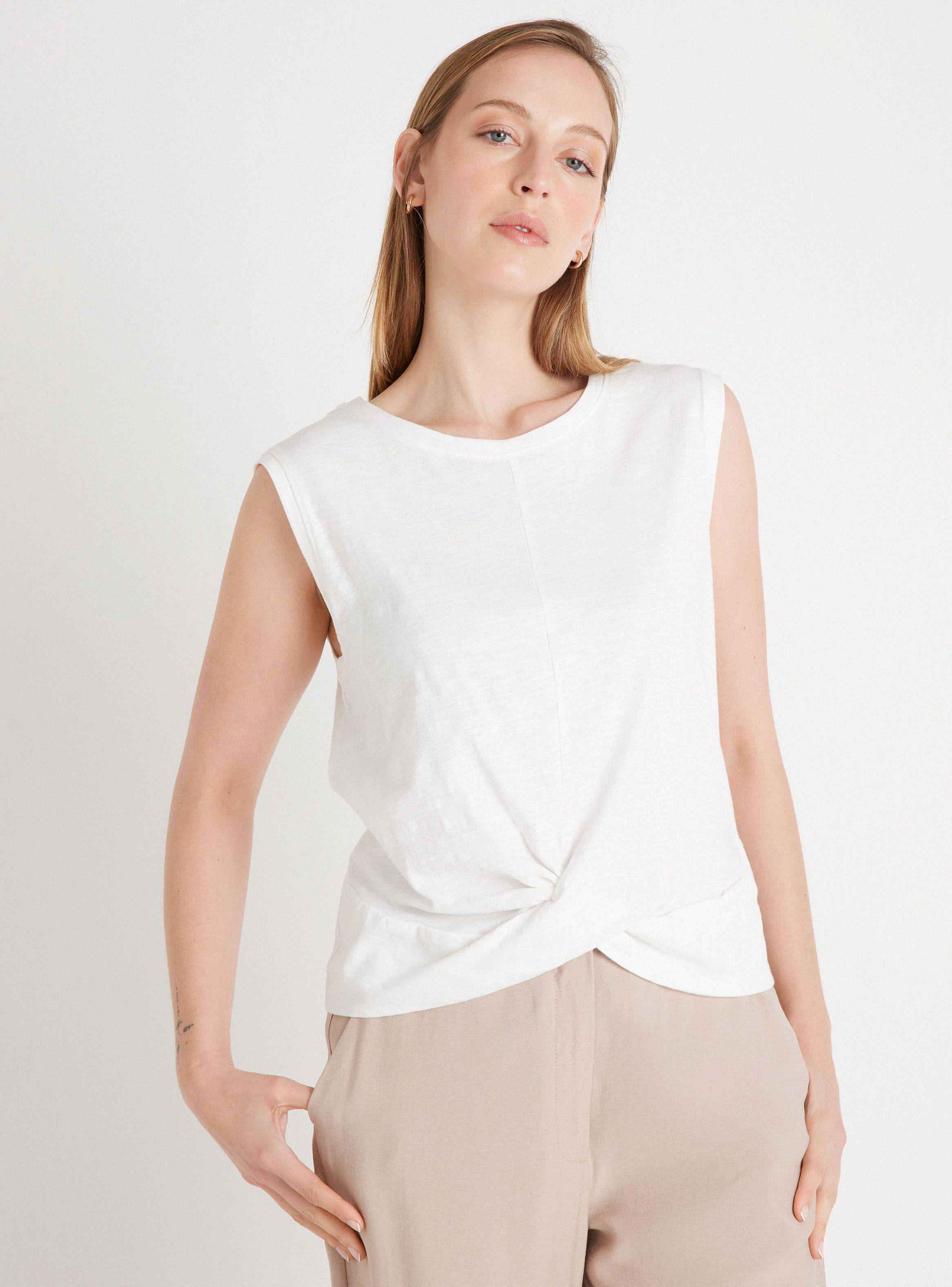 Polera Básica Sin Mangas Nudo Delantero-0