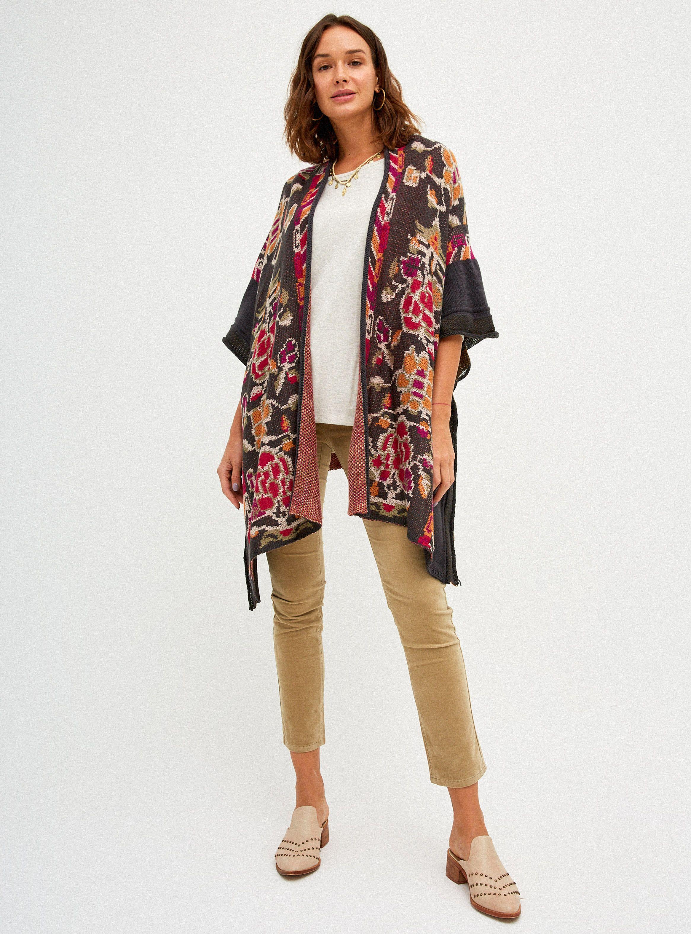 Cardigan Poncho Tejido Jacquard-3