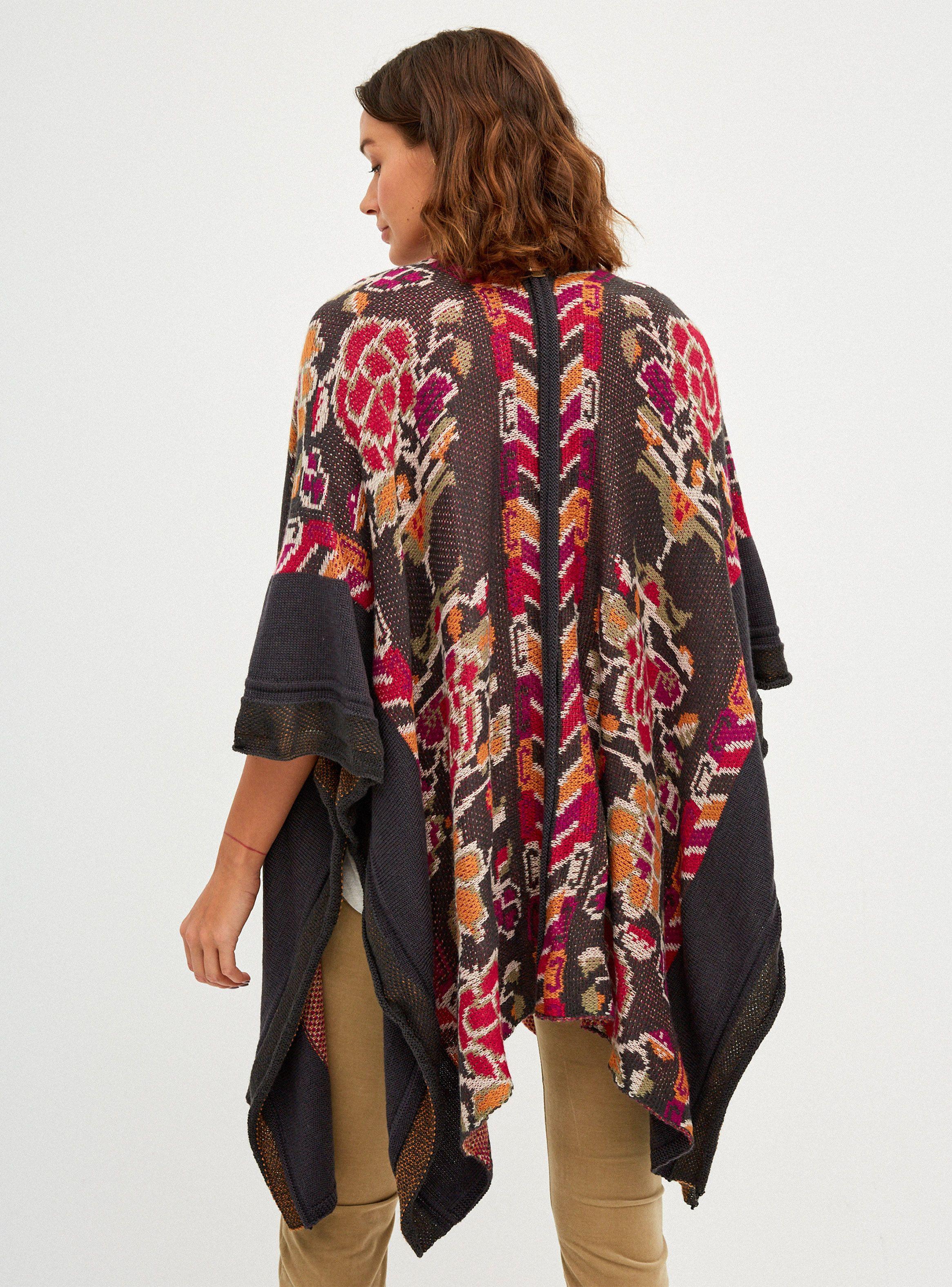 Cardigan Poncho Tejido Jacquard-1