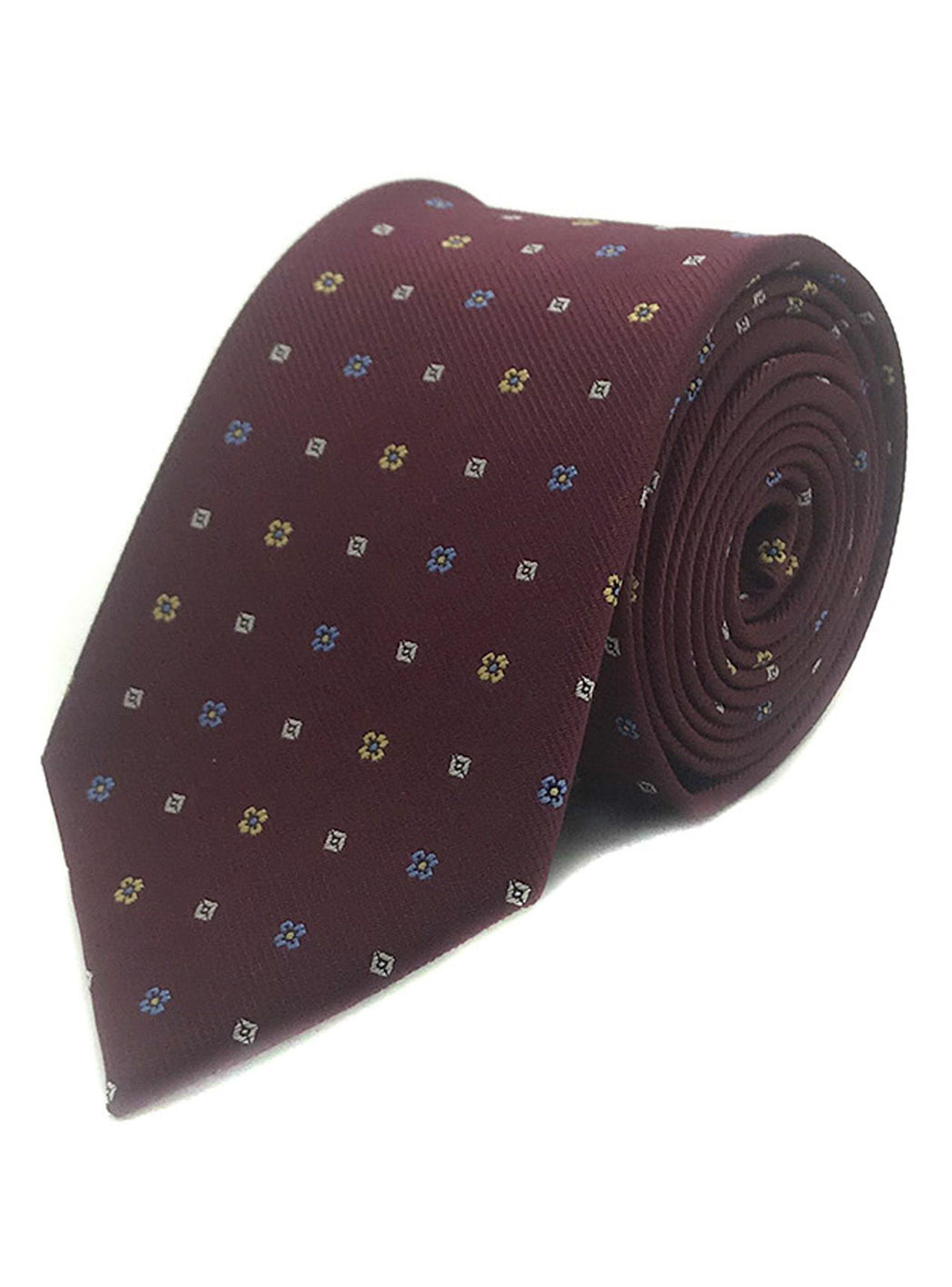 Corbata Compagnia Della Seta Microfibra 8 cm Burdeo Flor Oro-0
