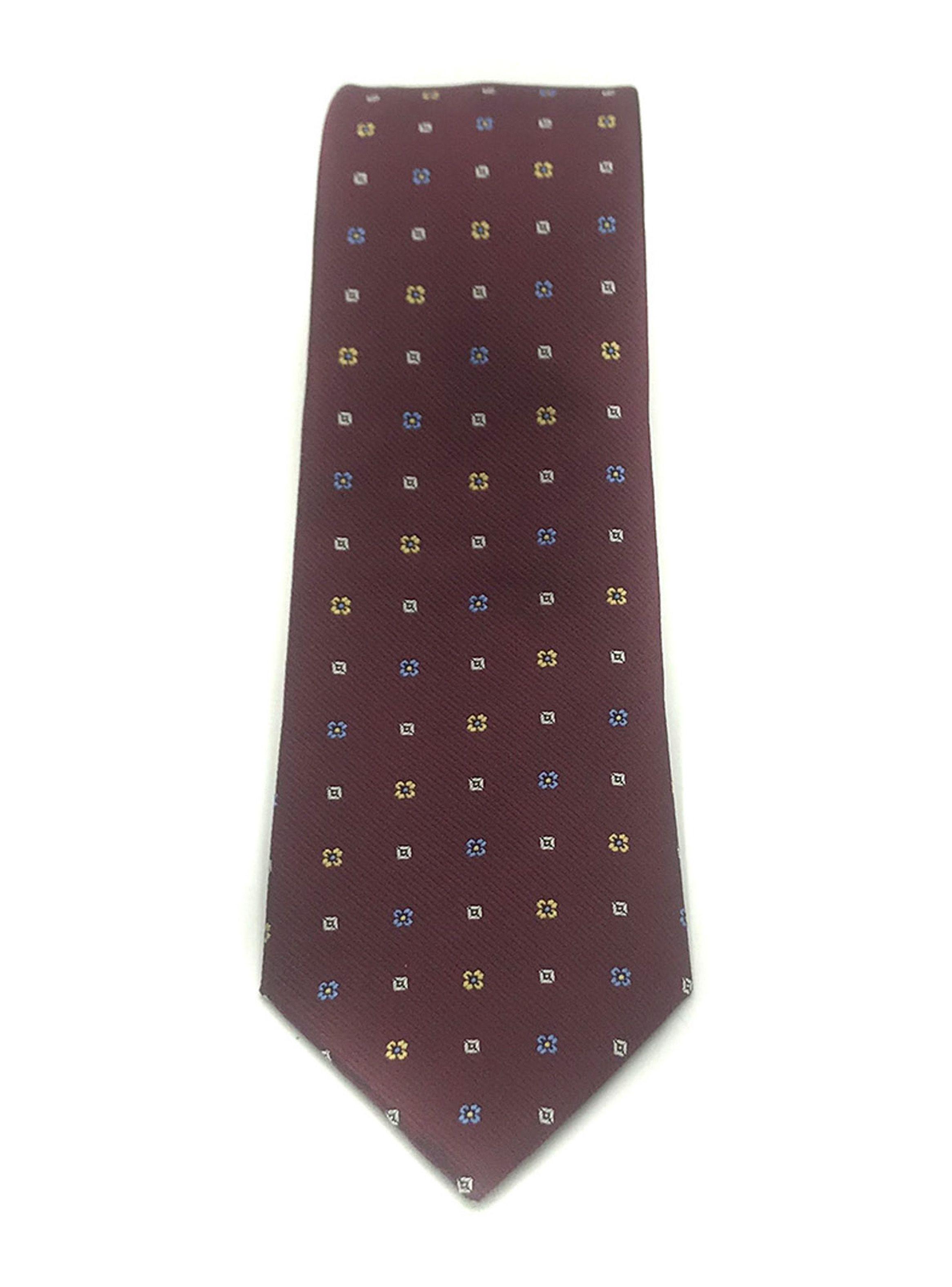 Corbata Compagnia Della Seta Microfibra 8 cm Burdeo Flor Oro-1