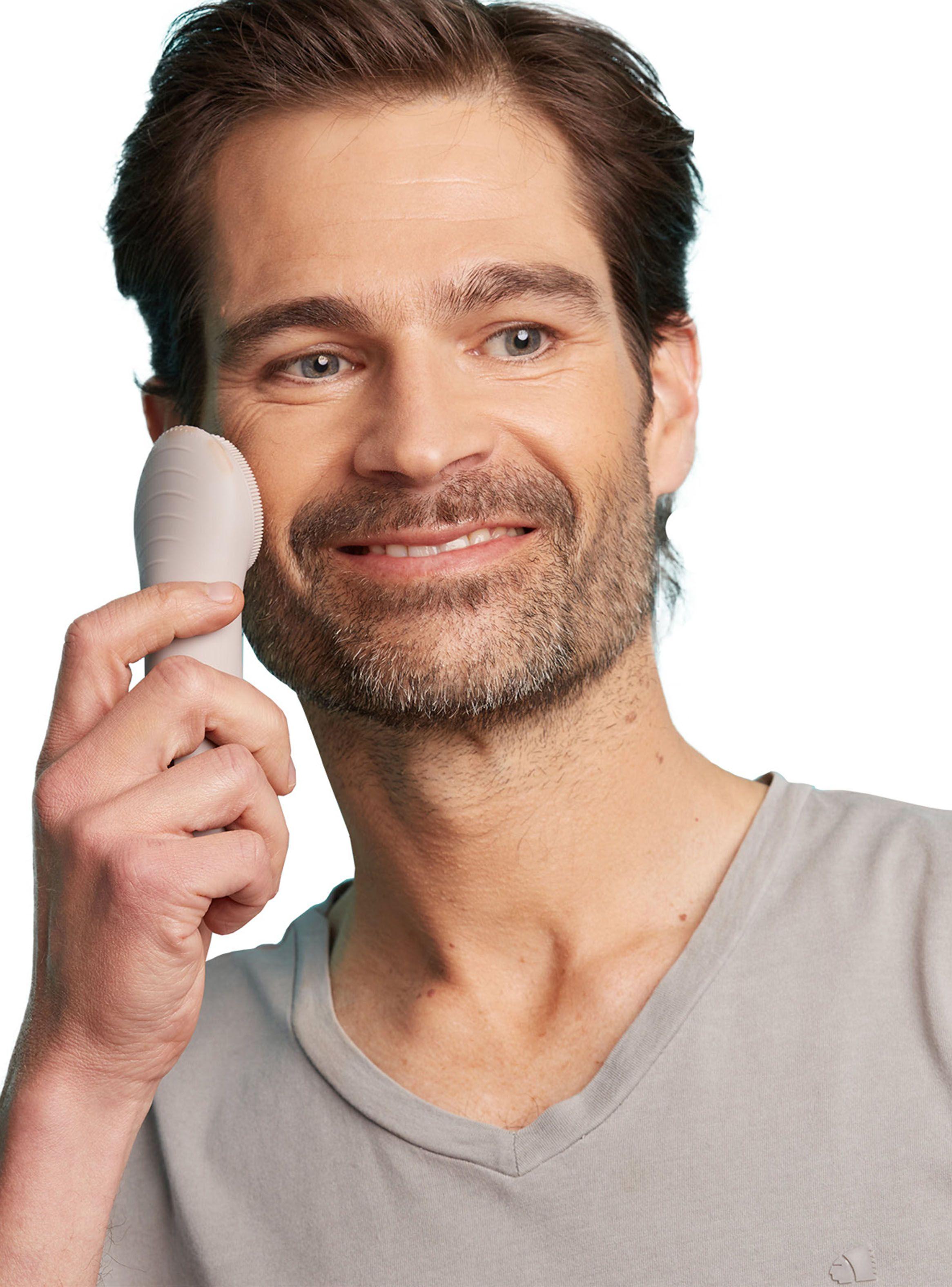 Cepillo de limpieza facial sónico con calor Gris-3