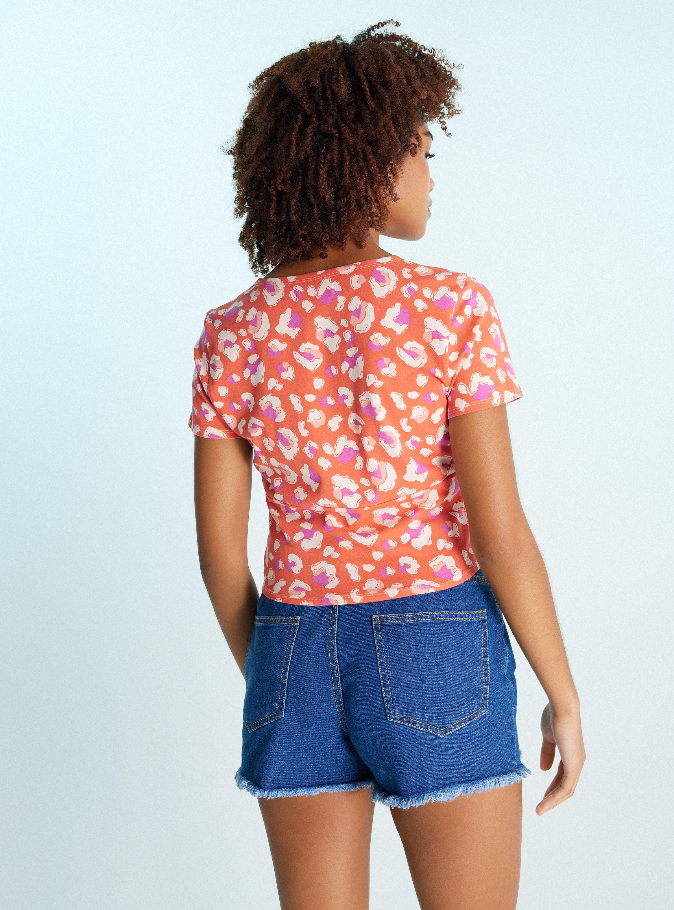 Polera Crop Manga Corta Cruzada-1