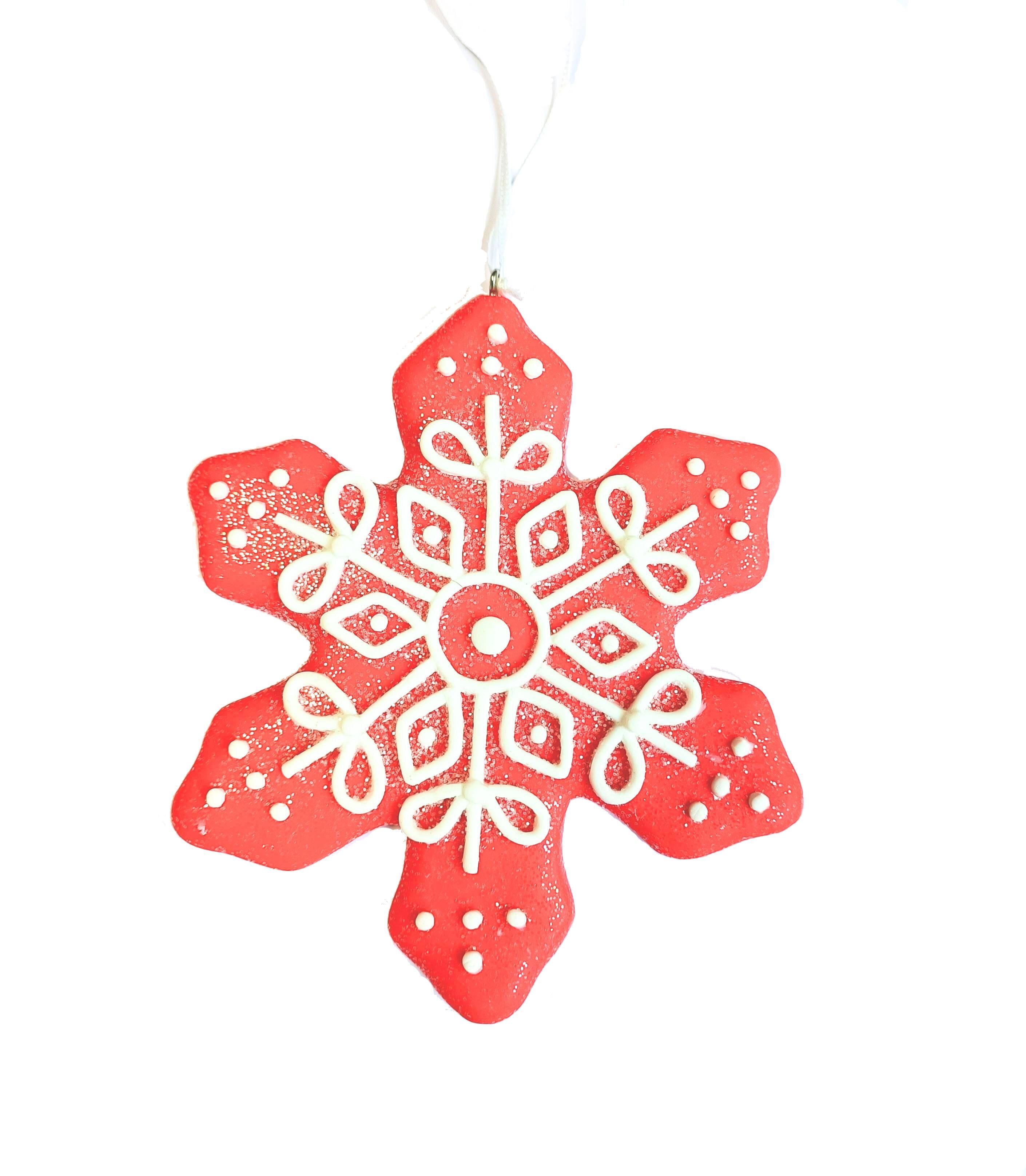 Set 3 Adornos Navidad Copo Rojo-3