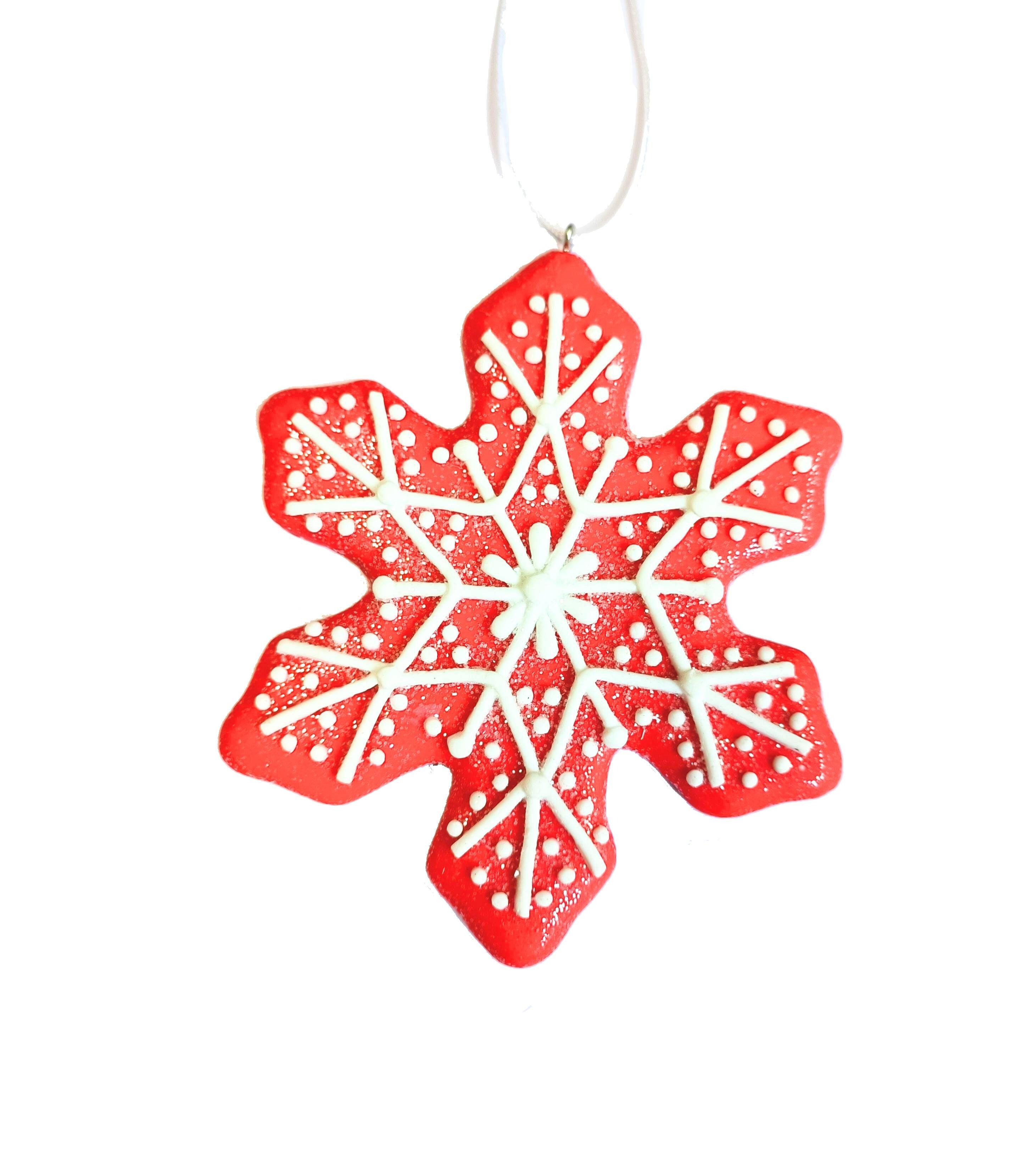 Set 3 Adornos Navidad Copo Rojo-2