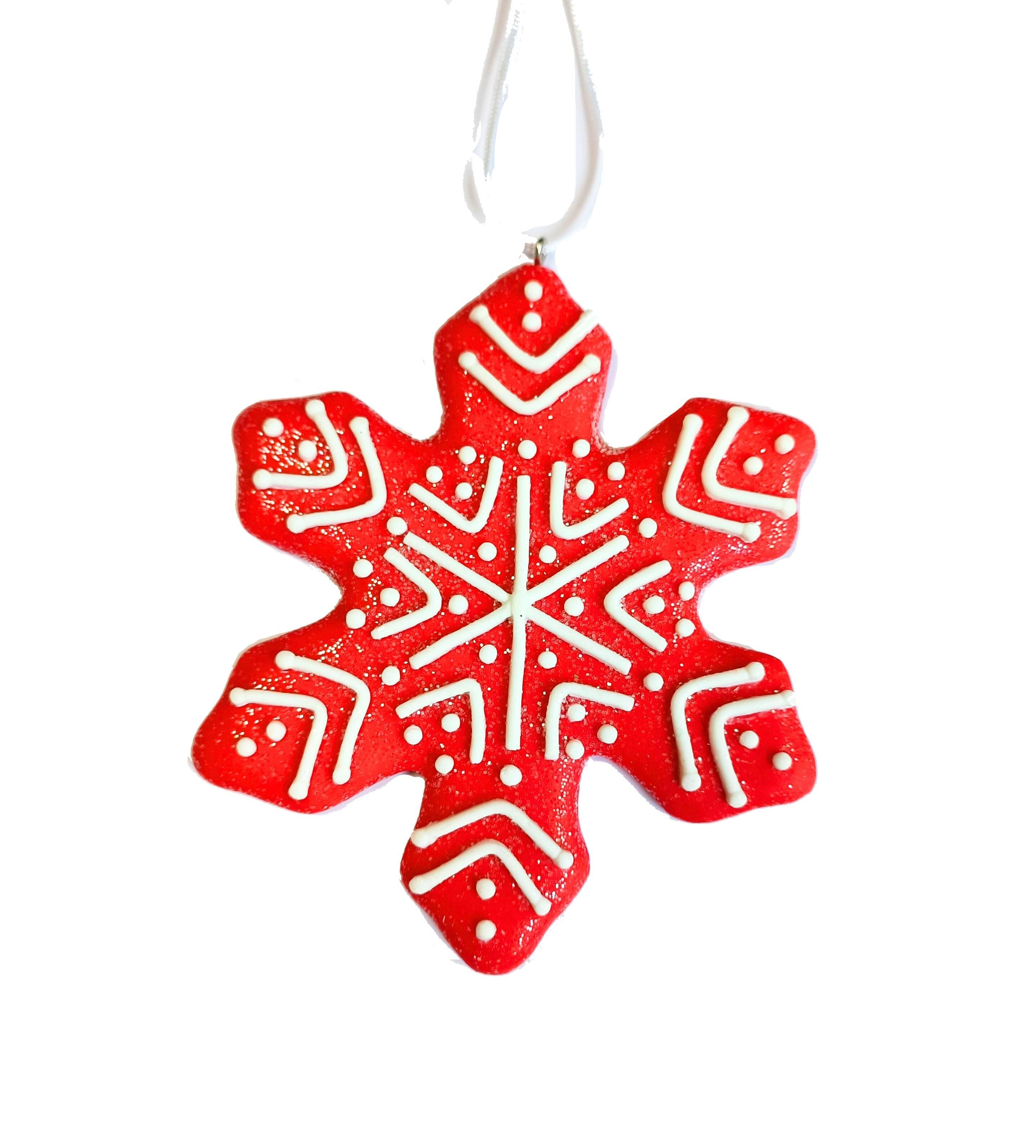 Set 3 Adornos Navidad Copo Rojo-1