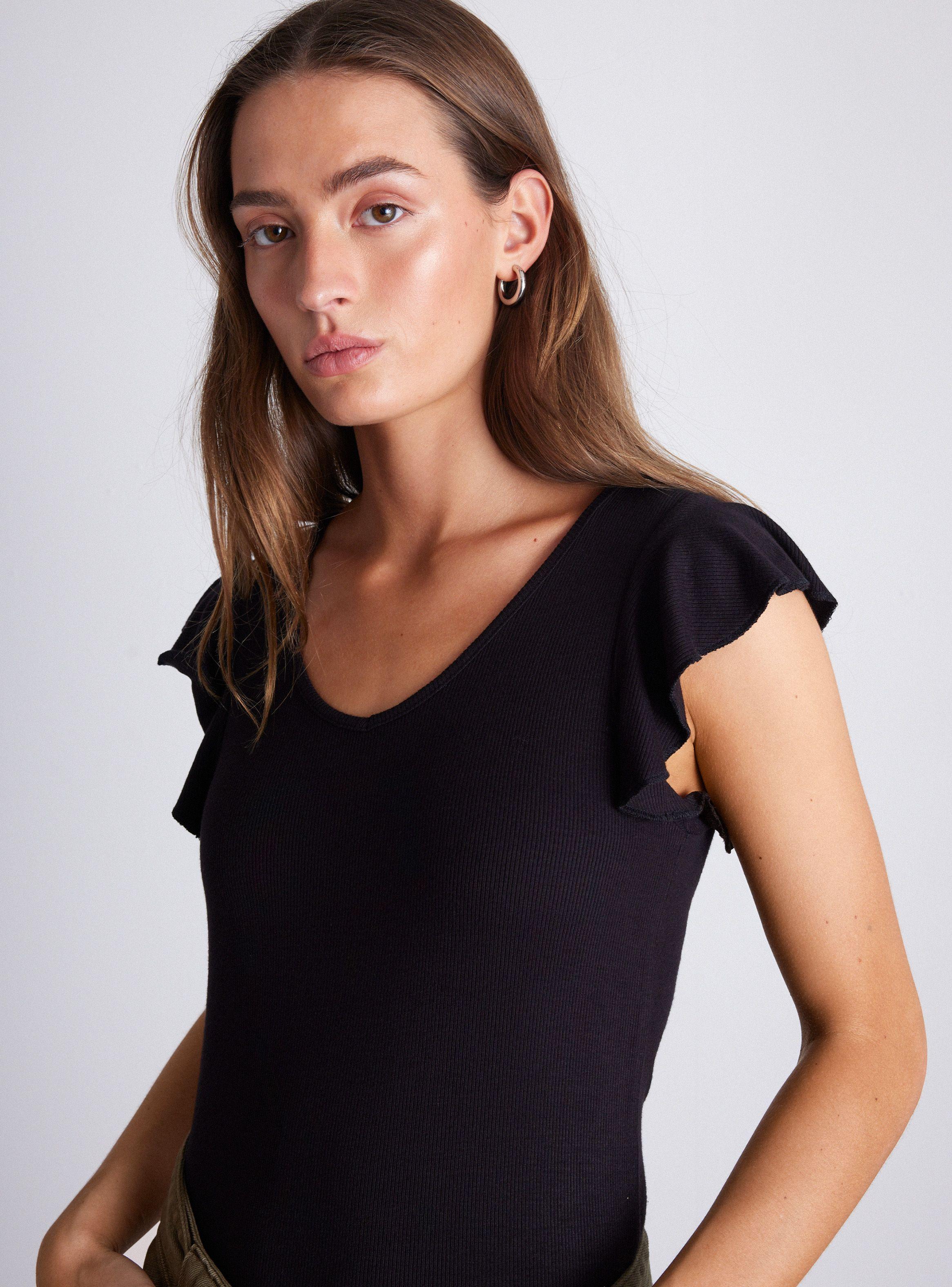 Polera Rib Manga con Vuelos Acanalado-2