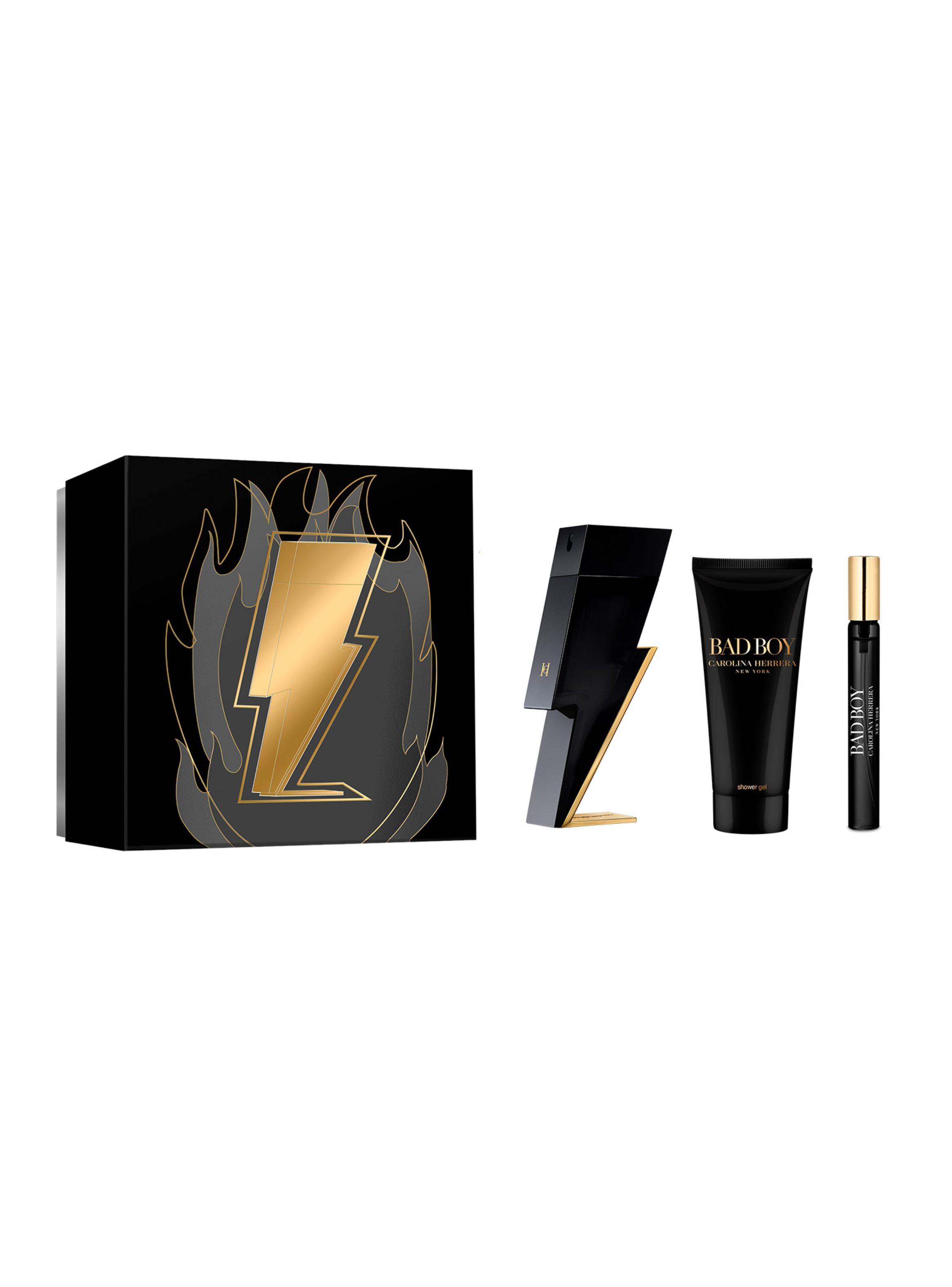 Set Perfume Carolina Herrera Bad Boy EDT Hombre 100 ml + Shower Gel 100 ml + Megaspritzer 10 ml-1