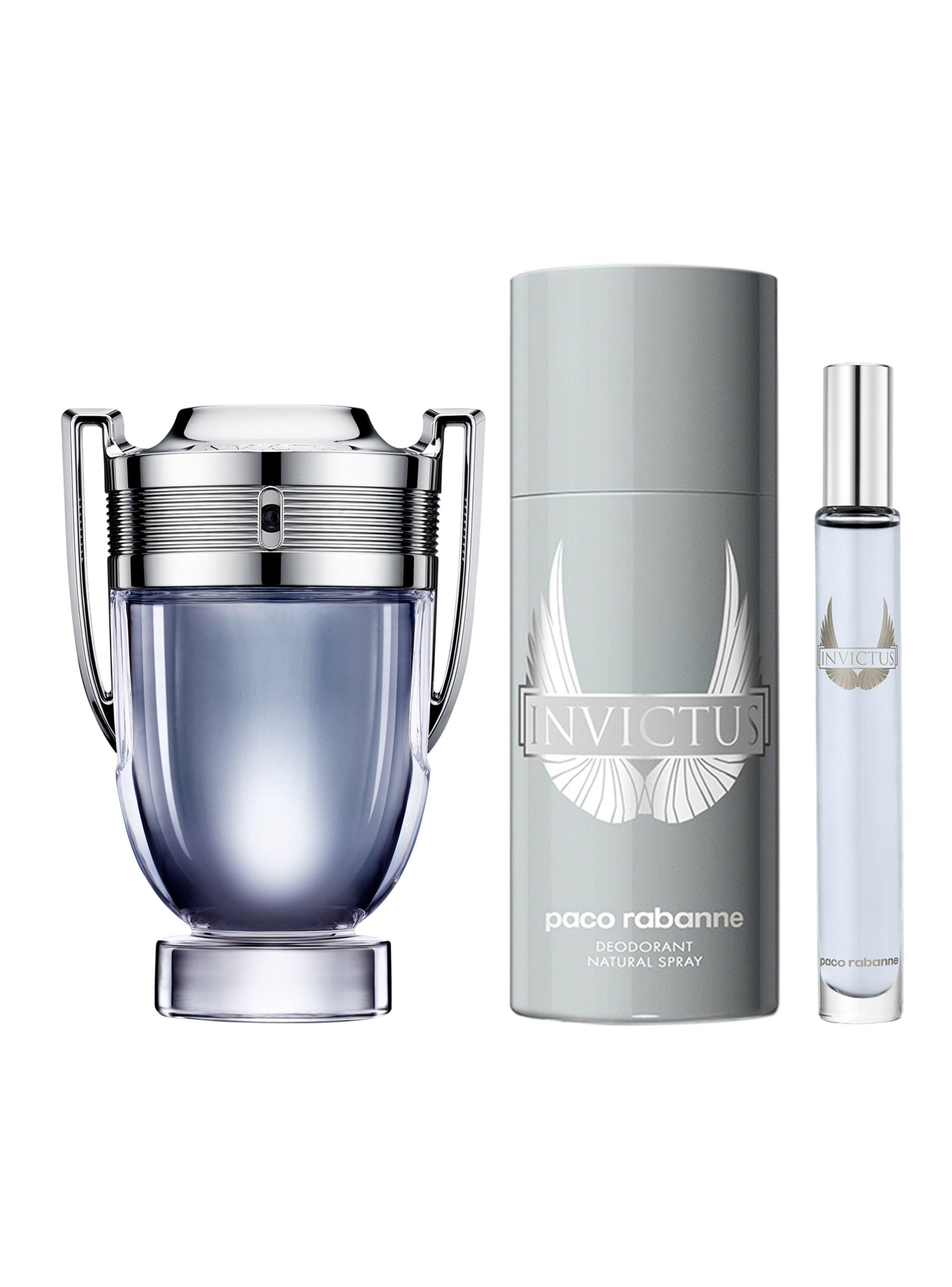 Set Perfume Paco Rabanne Invictus EDT Hombre 100 ml + Desodorante 150 ml + Megaspritzer 10 ml-0