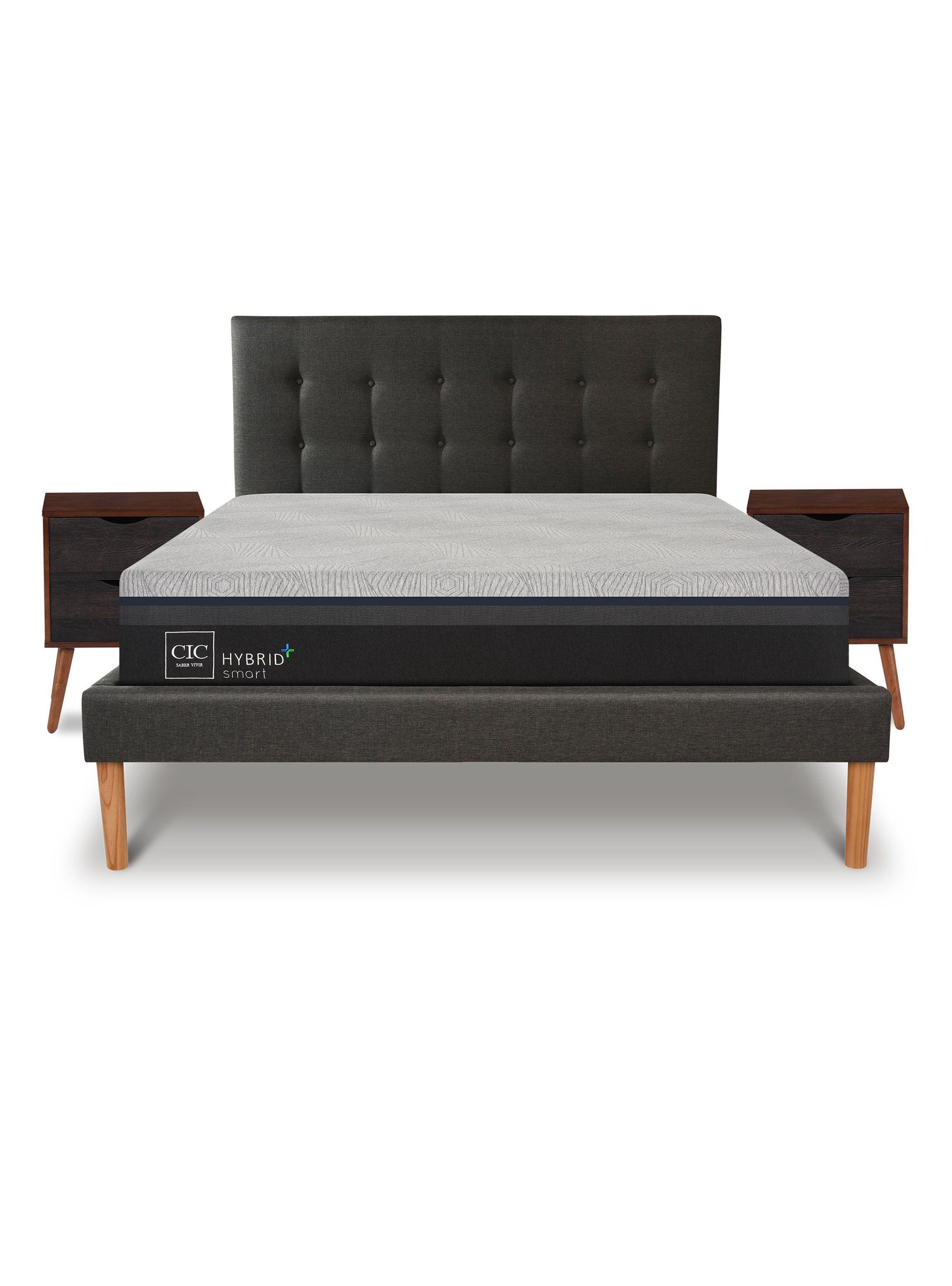 Cama Europea Hybrid Plus Infinity King + Veladores Niger-2