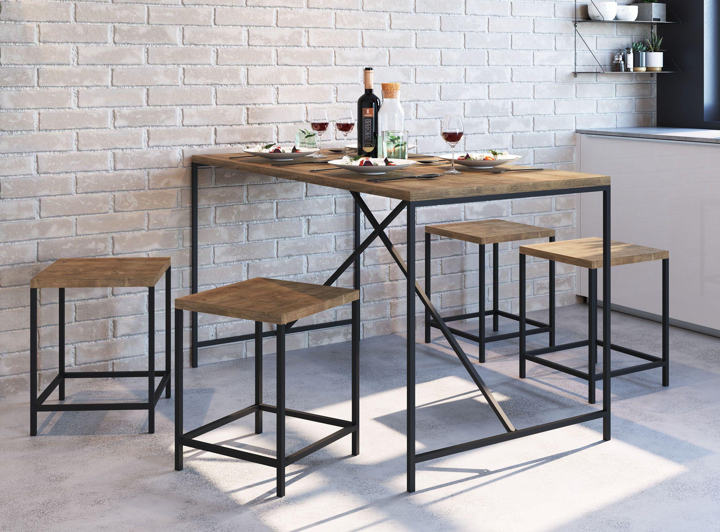 Juego de Comedor Steel Bajo + 4 Banquetas-3