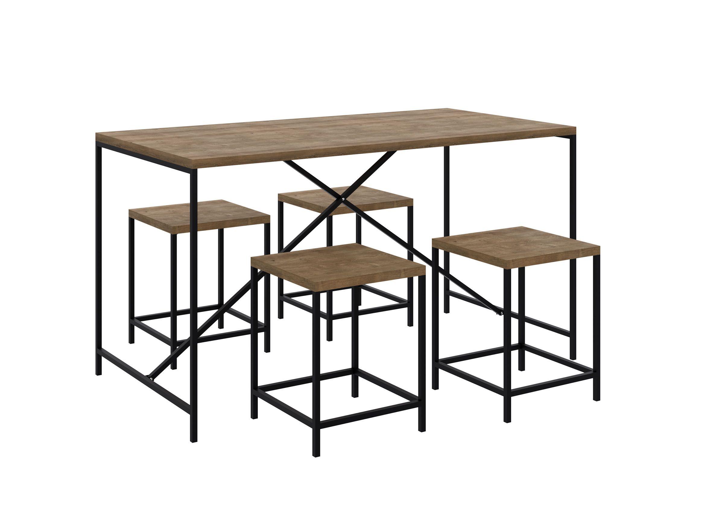 Juego de Comedor Steel Bajo + 4 Banquetas-0