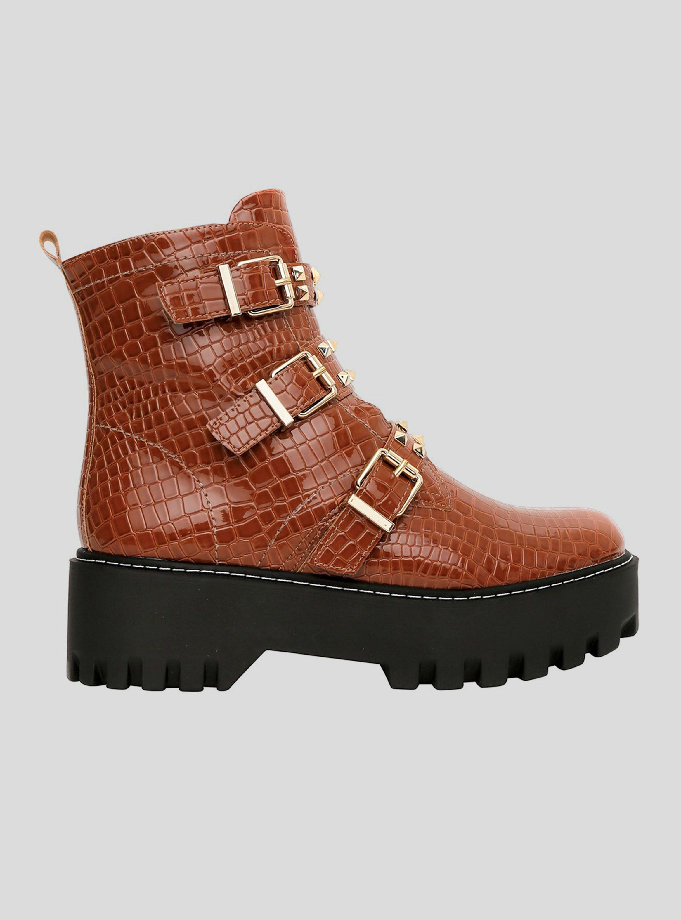 Bota Unique Bucanera Aim High Charol Caramelo-0