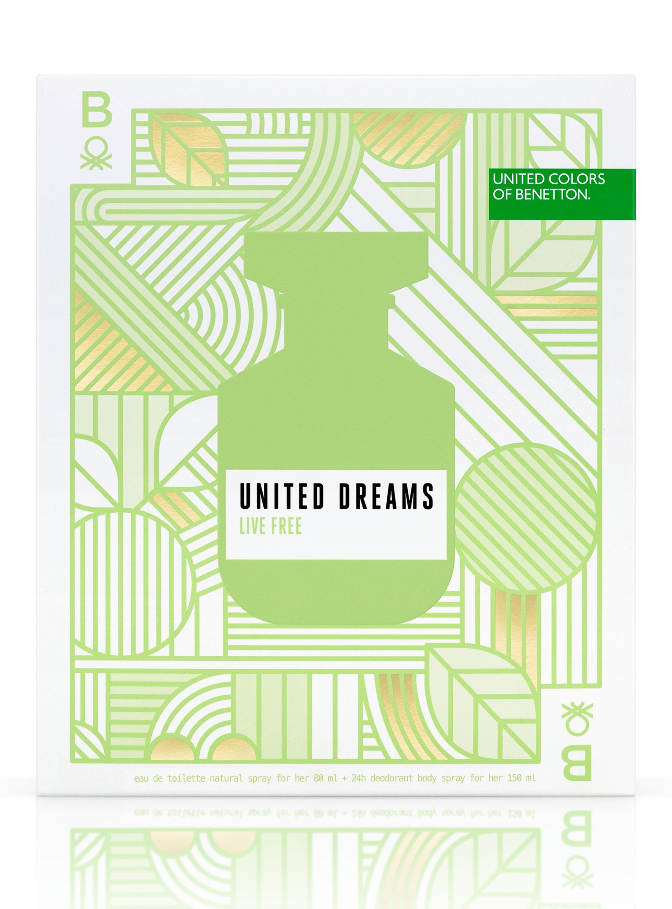 Set Perfume Benetton United Dreams Live Free EDT Mujer 80 ml + Desodorante 150 ml-1