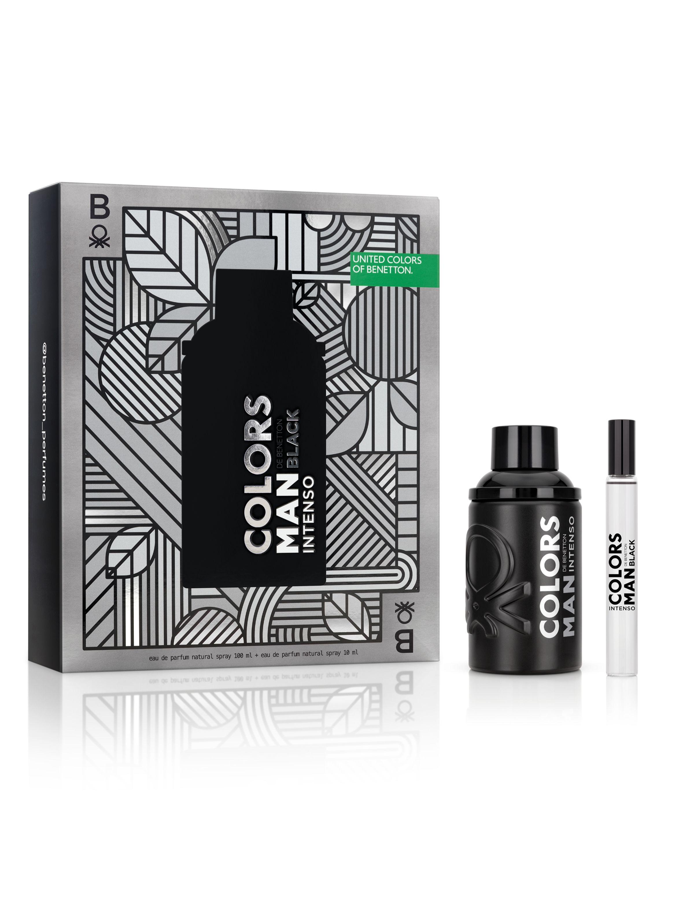 Set Perfume Benetton Colors Man Black Intense EDT 100 ml + Megaspritzer 10 ml-1