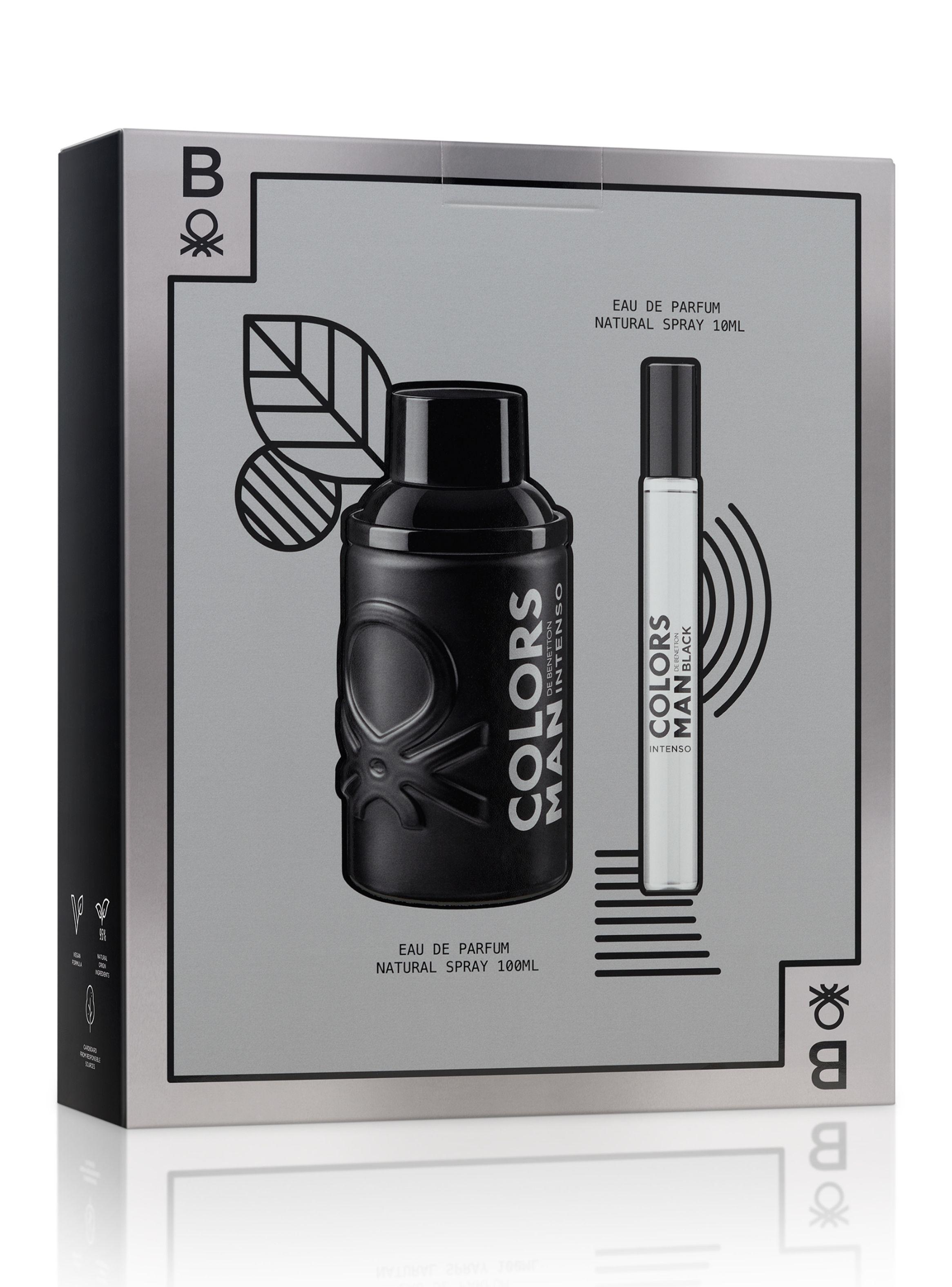 Set Perfume Benetton Colors Man Black Intense EDT 100 ml + Megaspritzer 10 ml-0