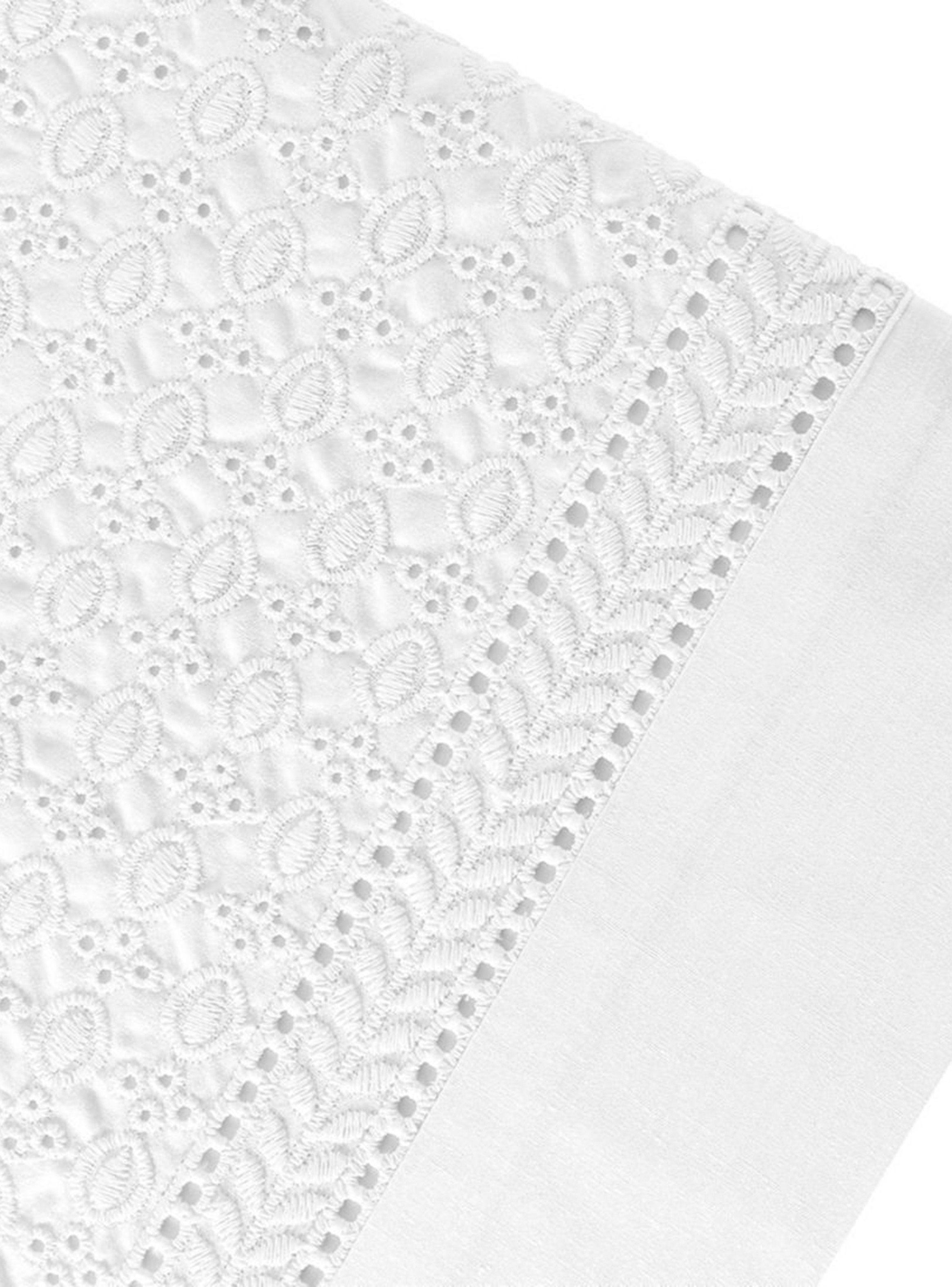 Sábanas 2 Plazas Mallorca 180 Hilos Broderie Blanco-2