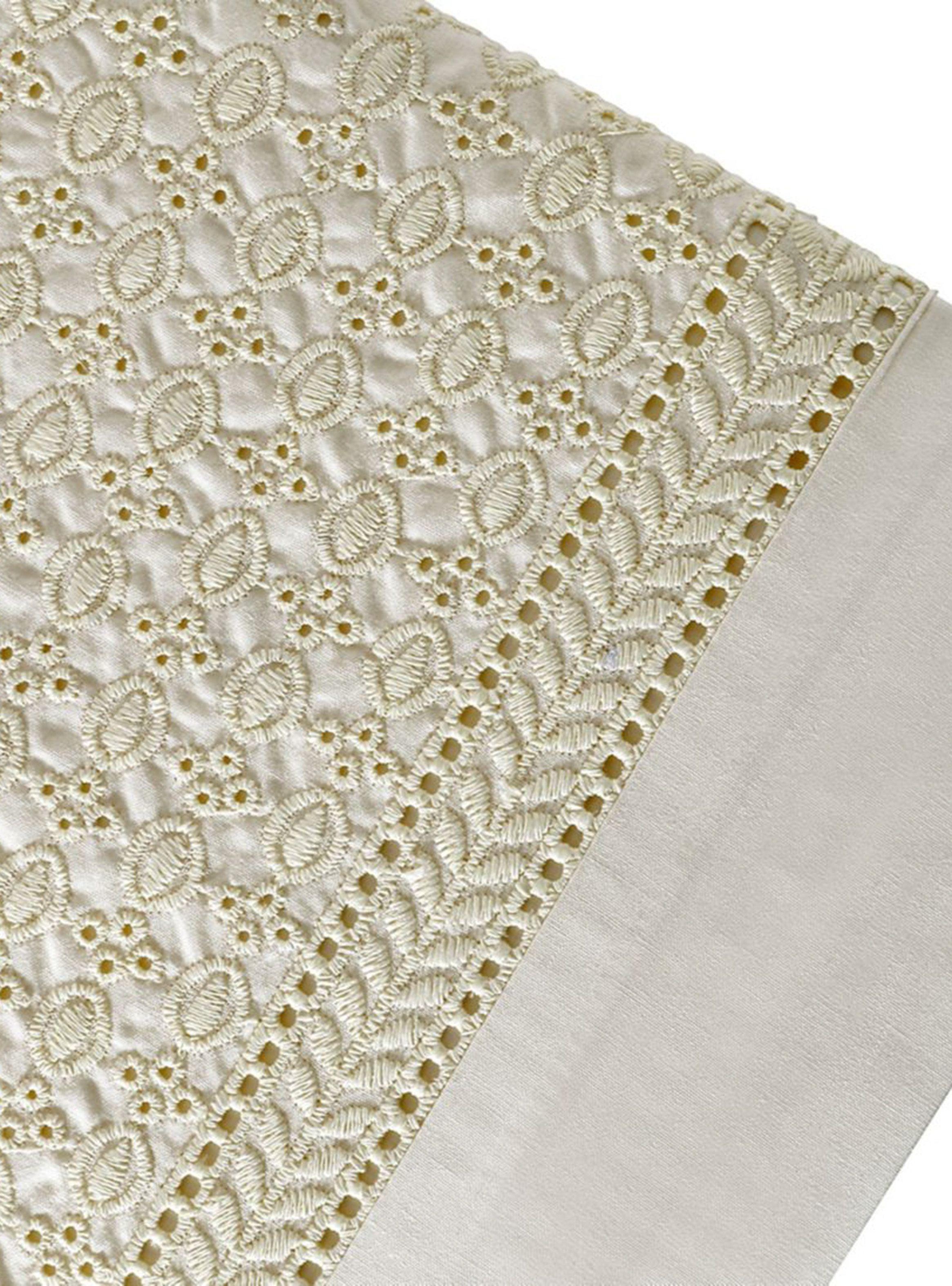 Sábanas 2 Plazas Mallorca 180 Hilos Broderie Beige-2