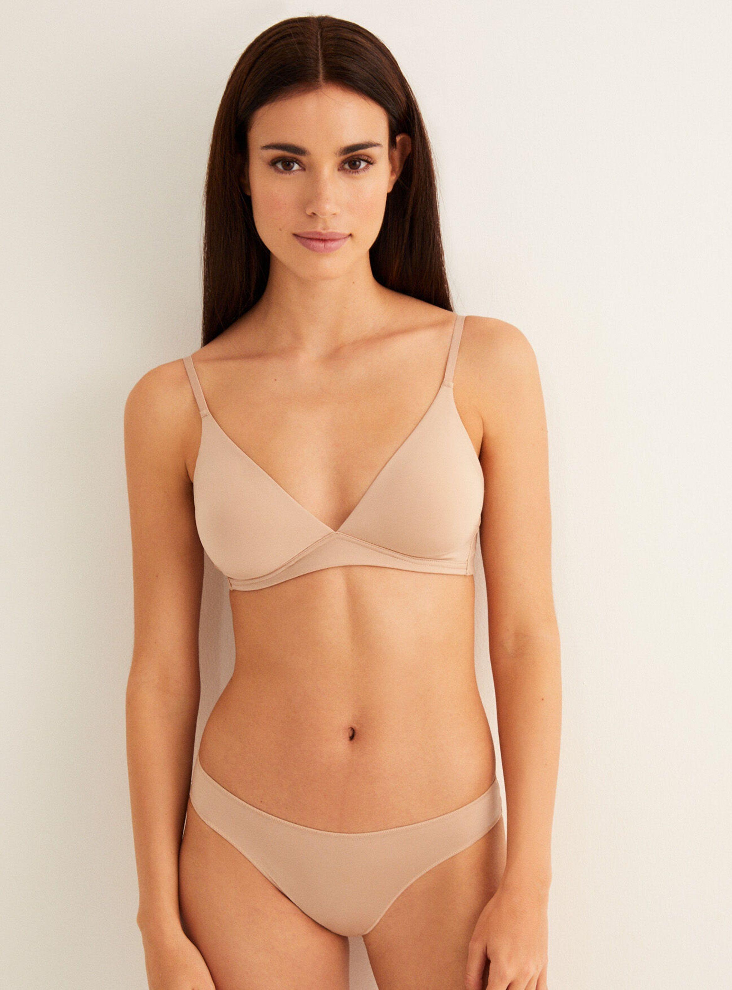Sostén Triangular sin Aros y sin Forma Beige Copa C-3