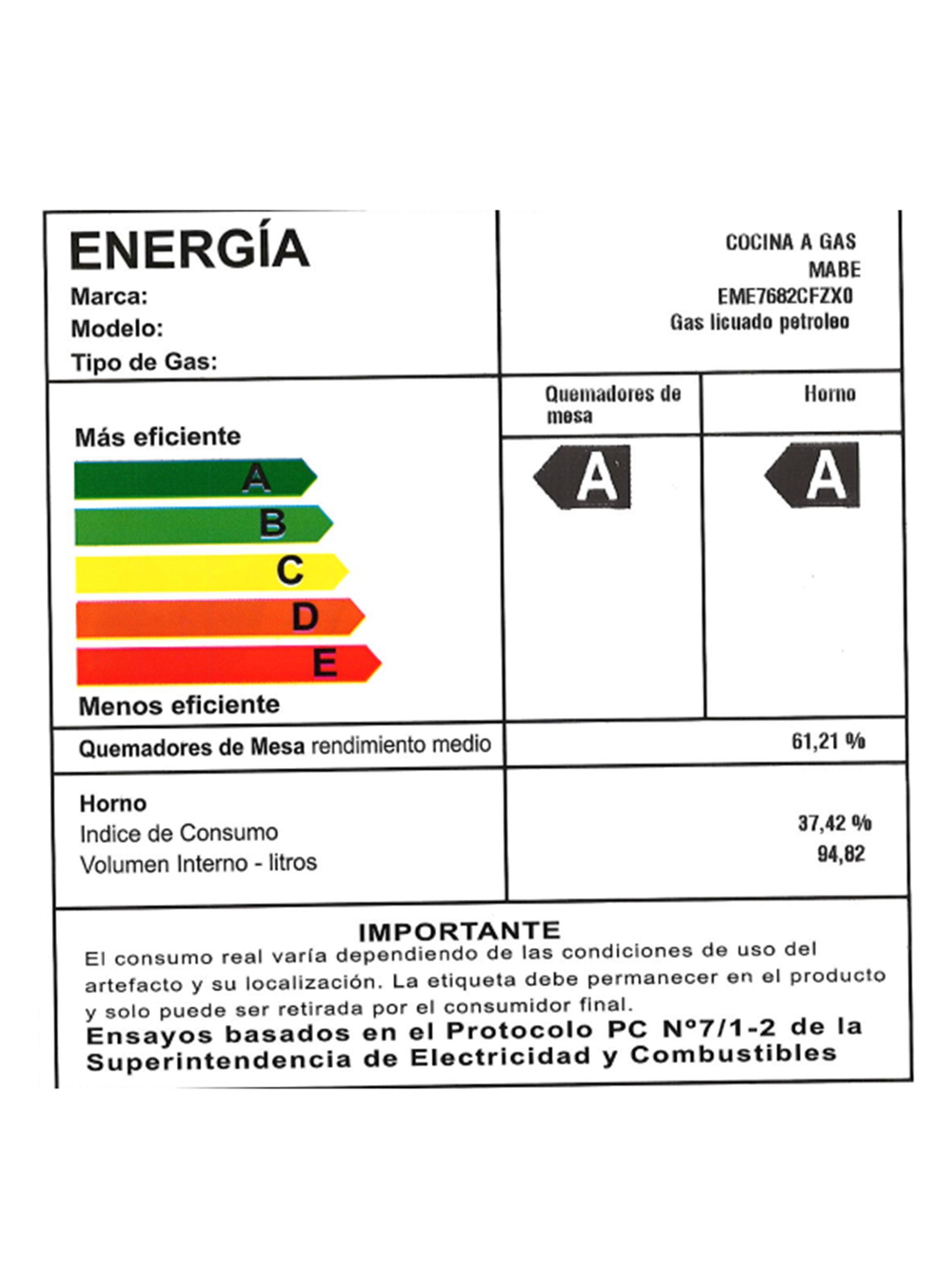 Cocina a Gas Mabe EME7682CFZX0 5 Platos-2