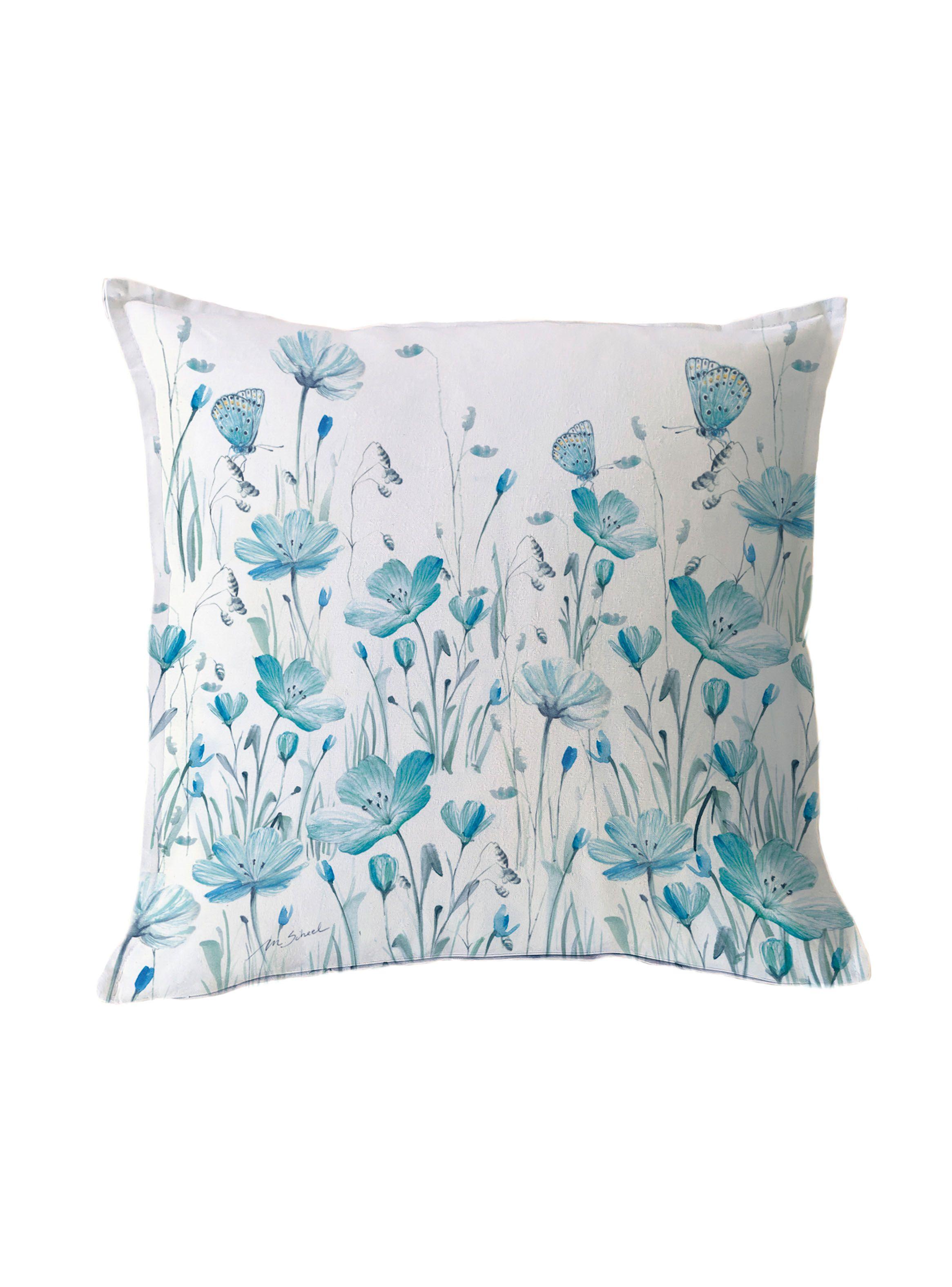 Funda de Cojín Flor Turquesa 45 x 45 cm-0