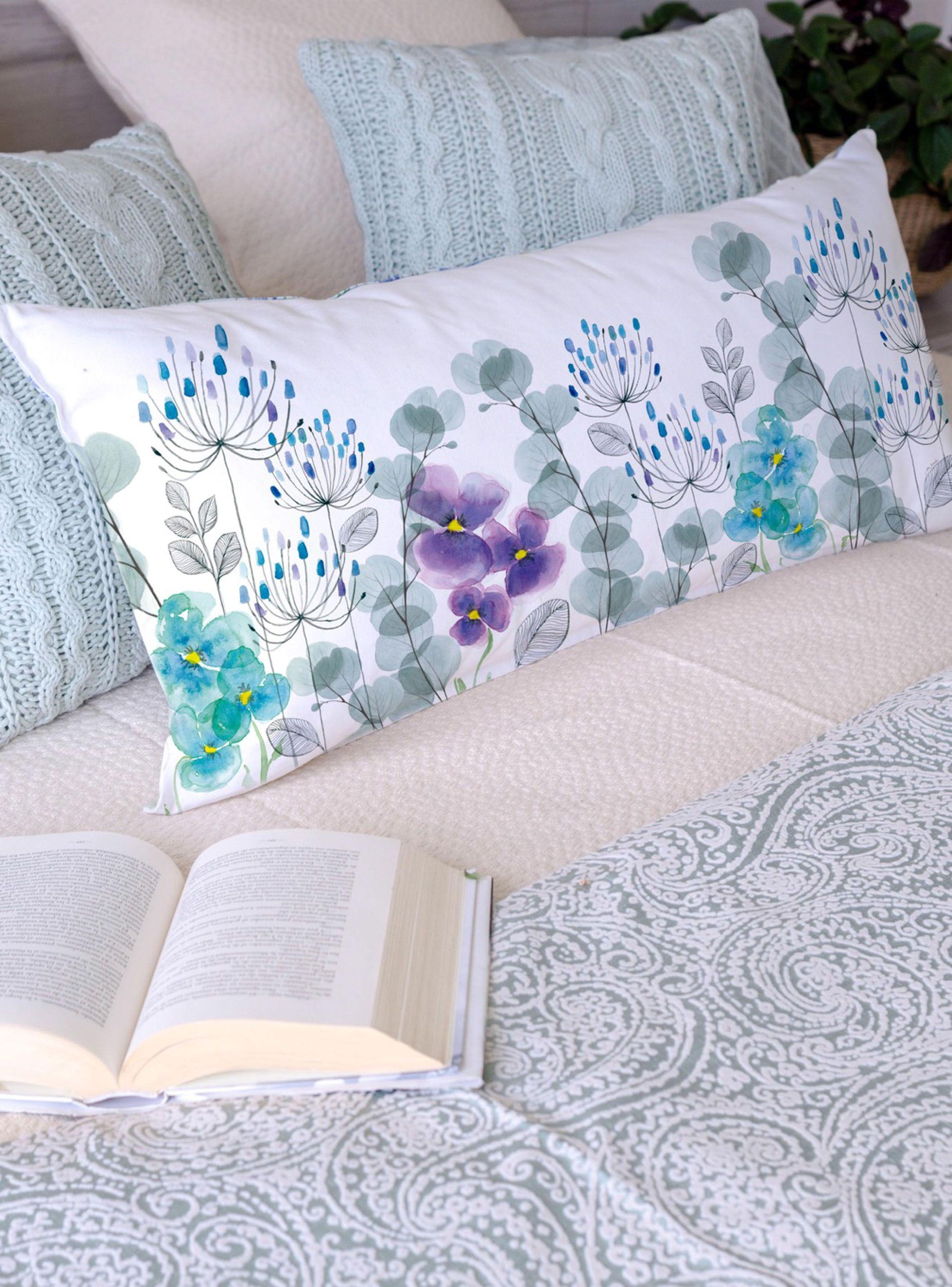 Cojín Jardín Flores Pensamientos 40 x 90 cm-2