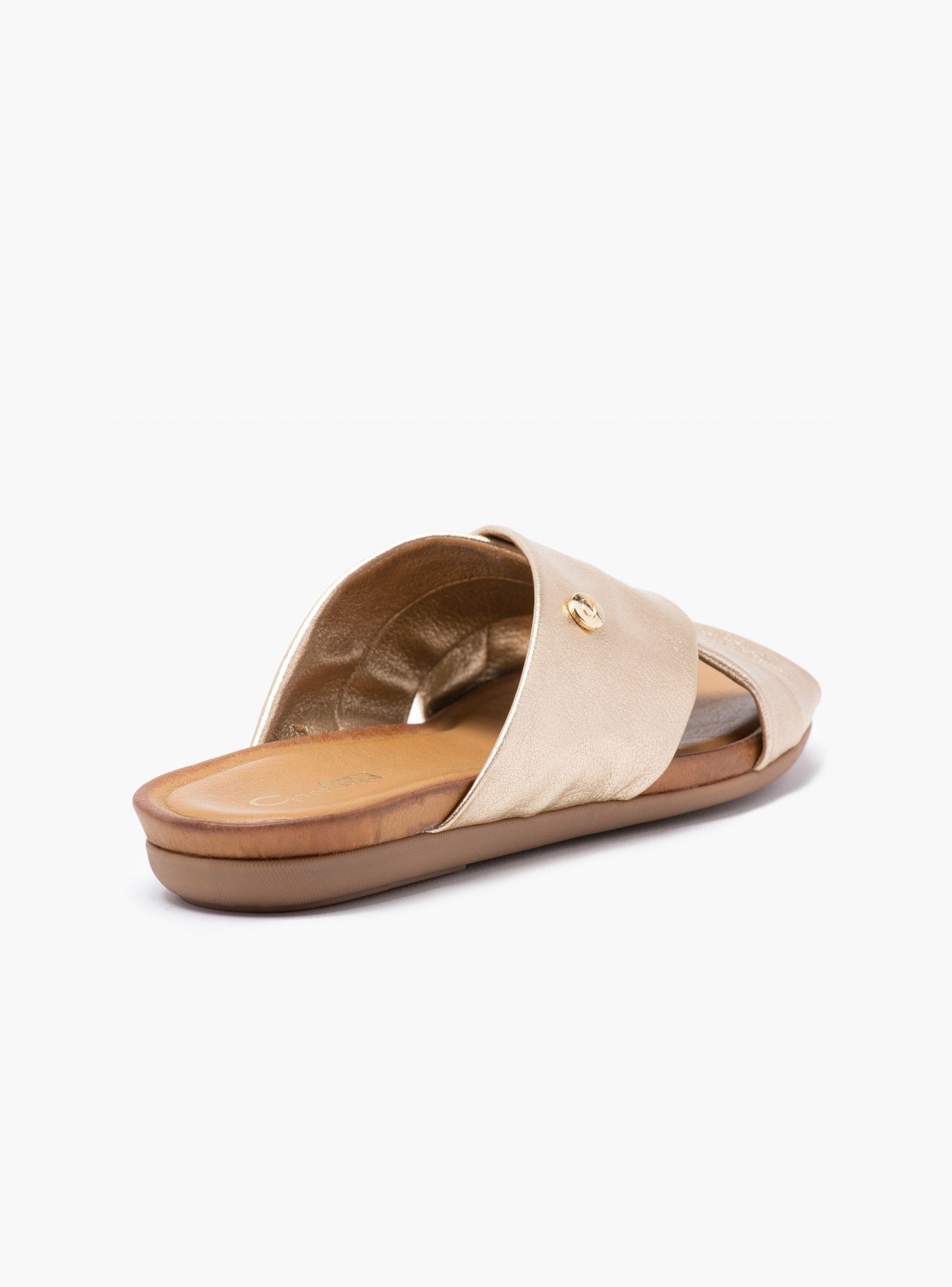 Sandalia Gacel Mila Tira Ancha Dorado Mujer-3