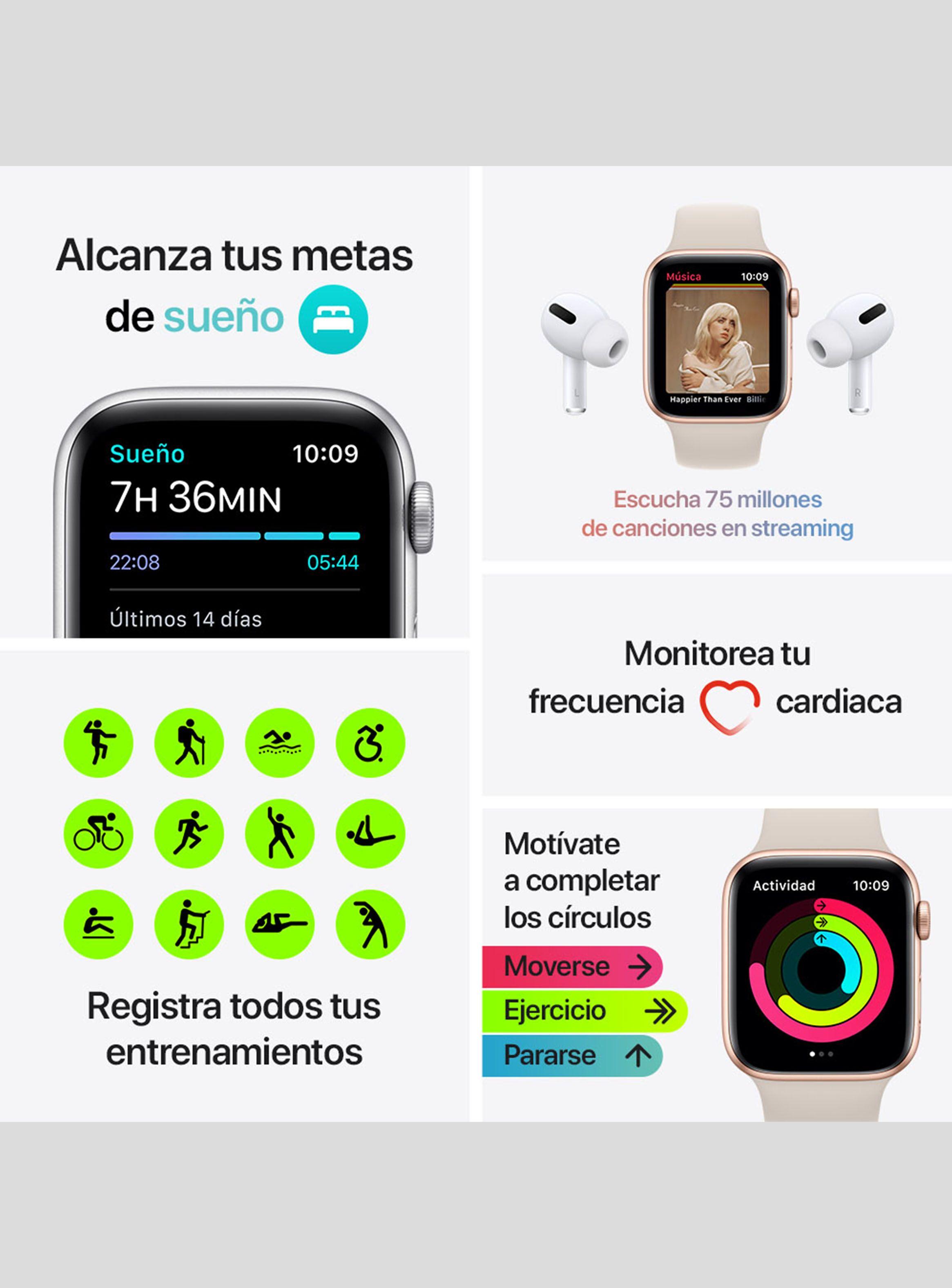 Apple Watch SE GPS 40mm Caja Aluminio Plata Correa Azul Abismo-5