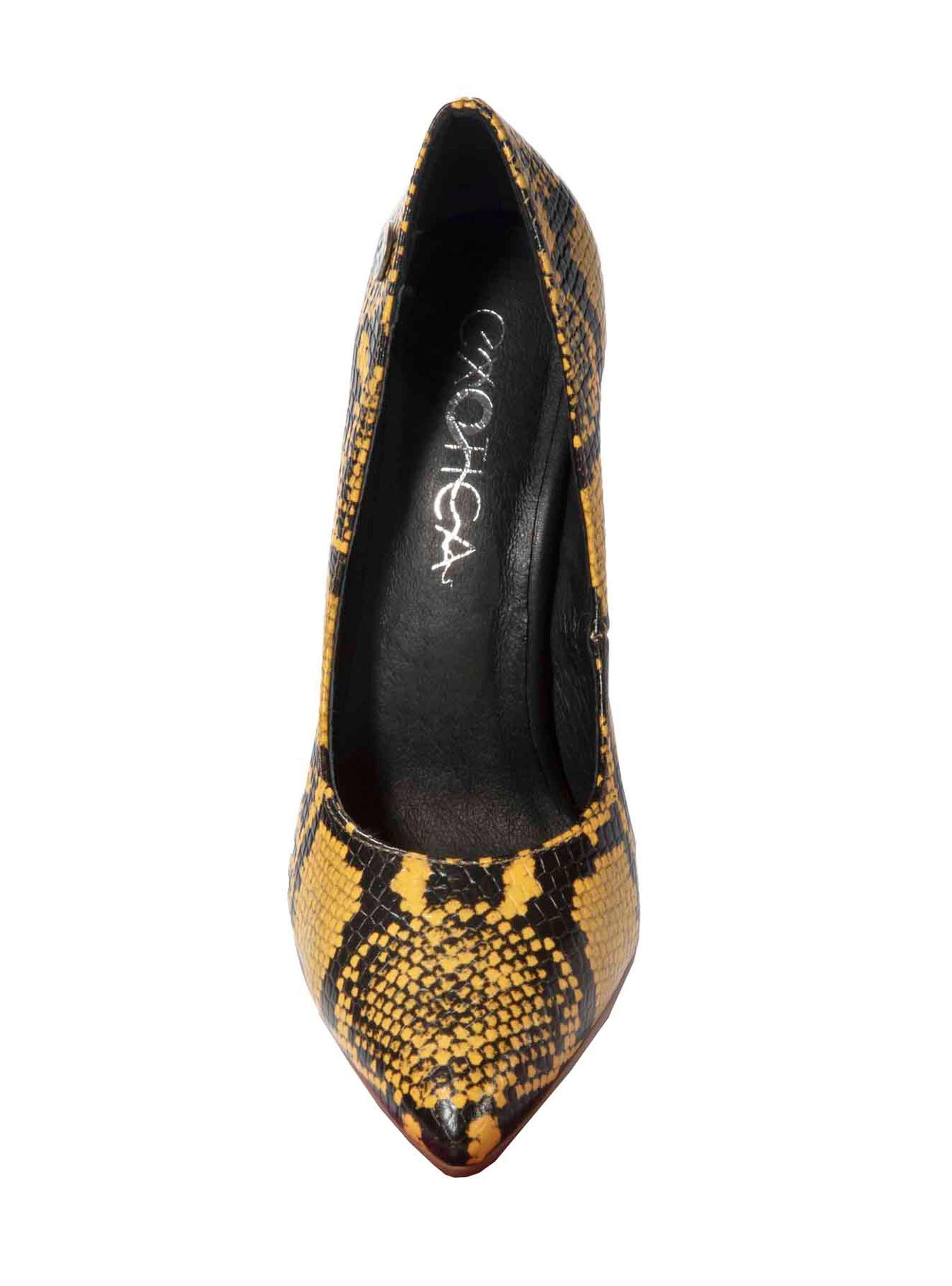 Zapato Exótica Venecia Taco Alto Amarillo Mujer-1