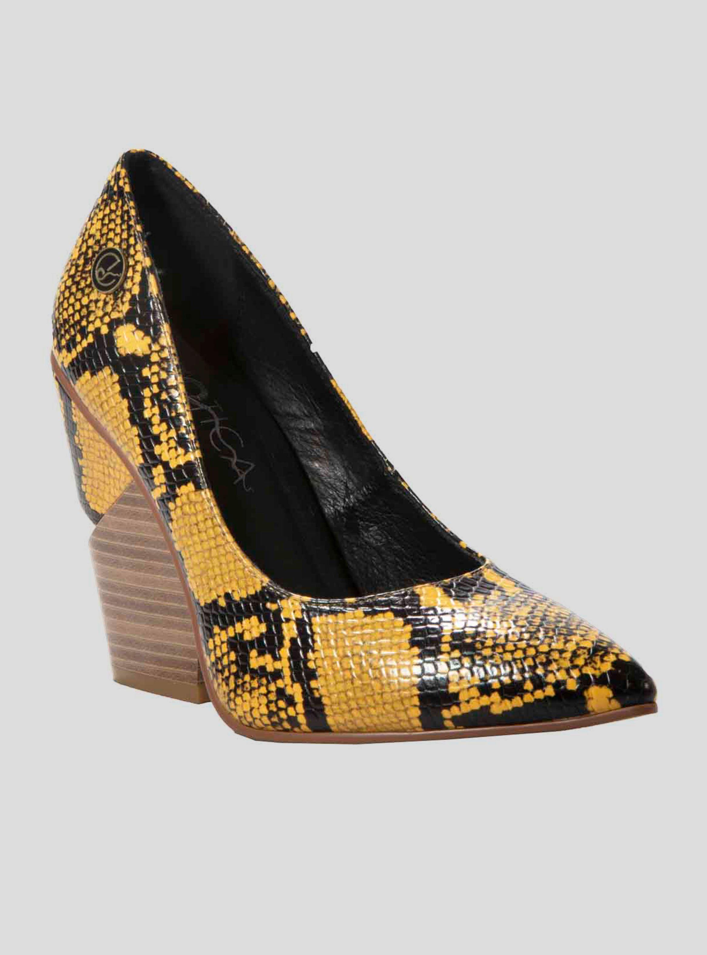 Zapato Exótica Venecia Taco Alto Amarillo Mujer-0