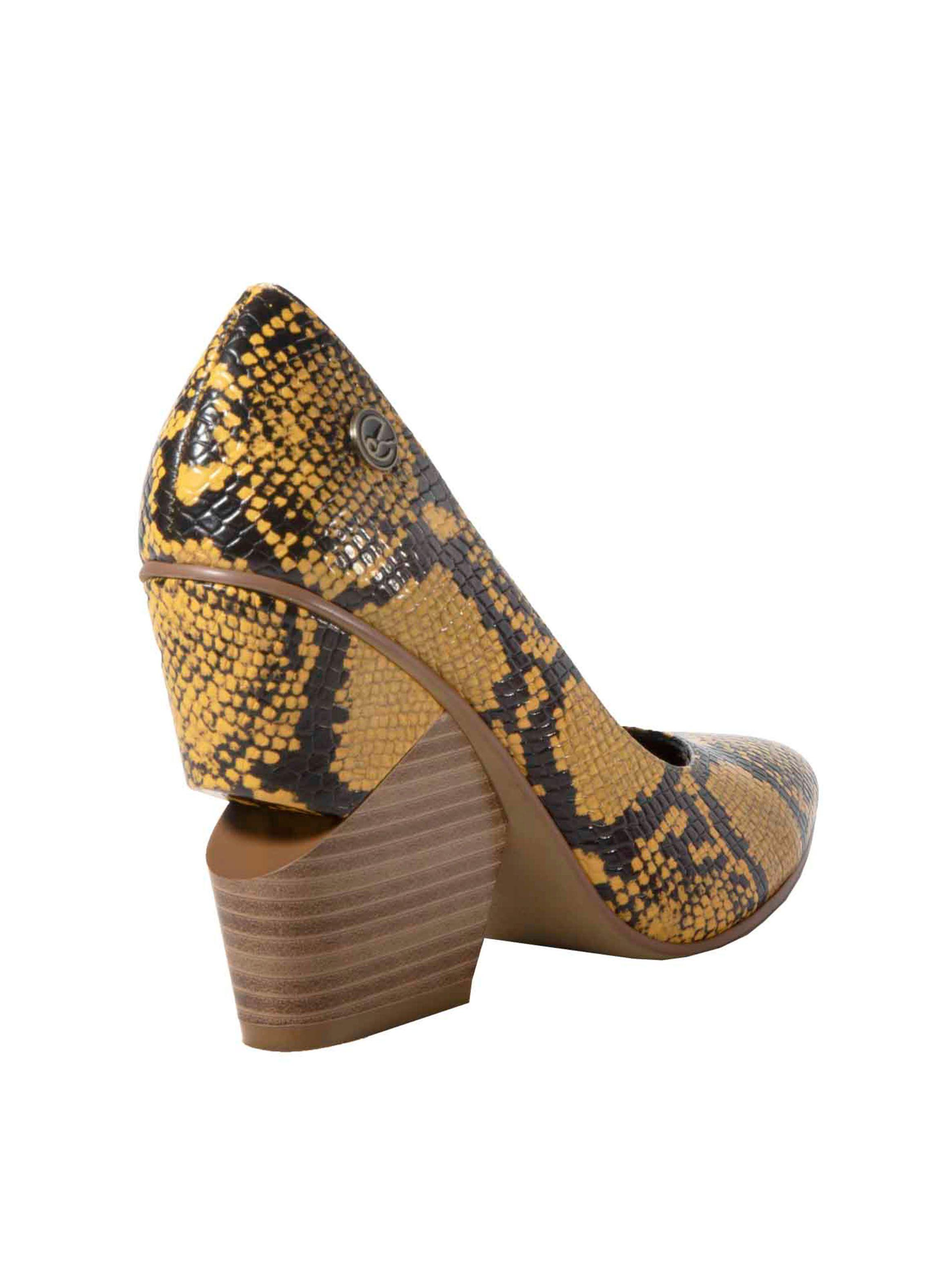 Zapato Exótica Venecia Taco Alto Amarillo Mujer-3