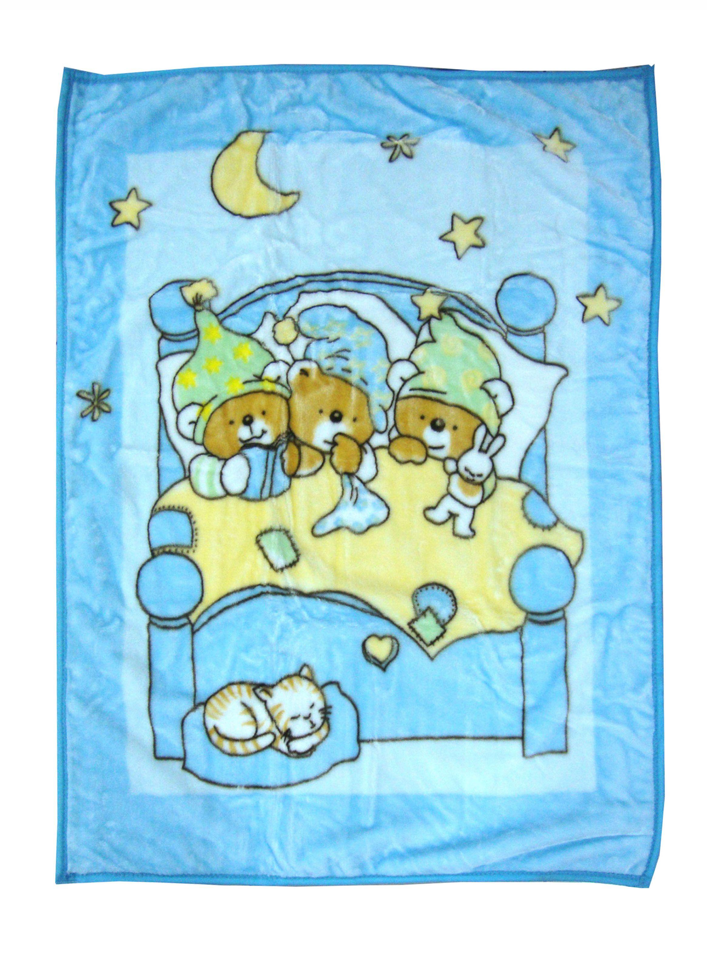 Frazada Reversible Bebe Osito Celeste Bebesit-1