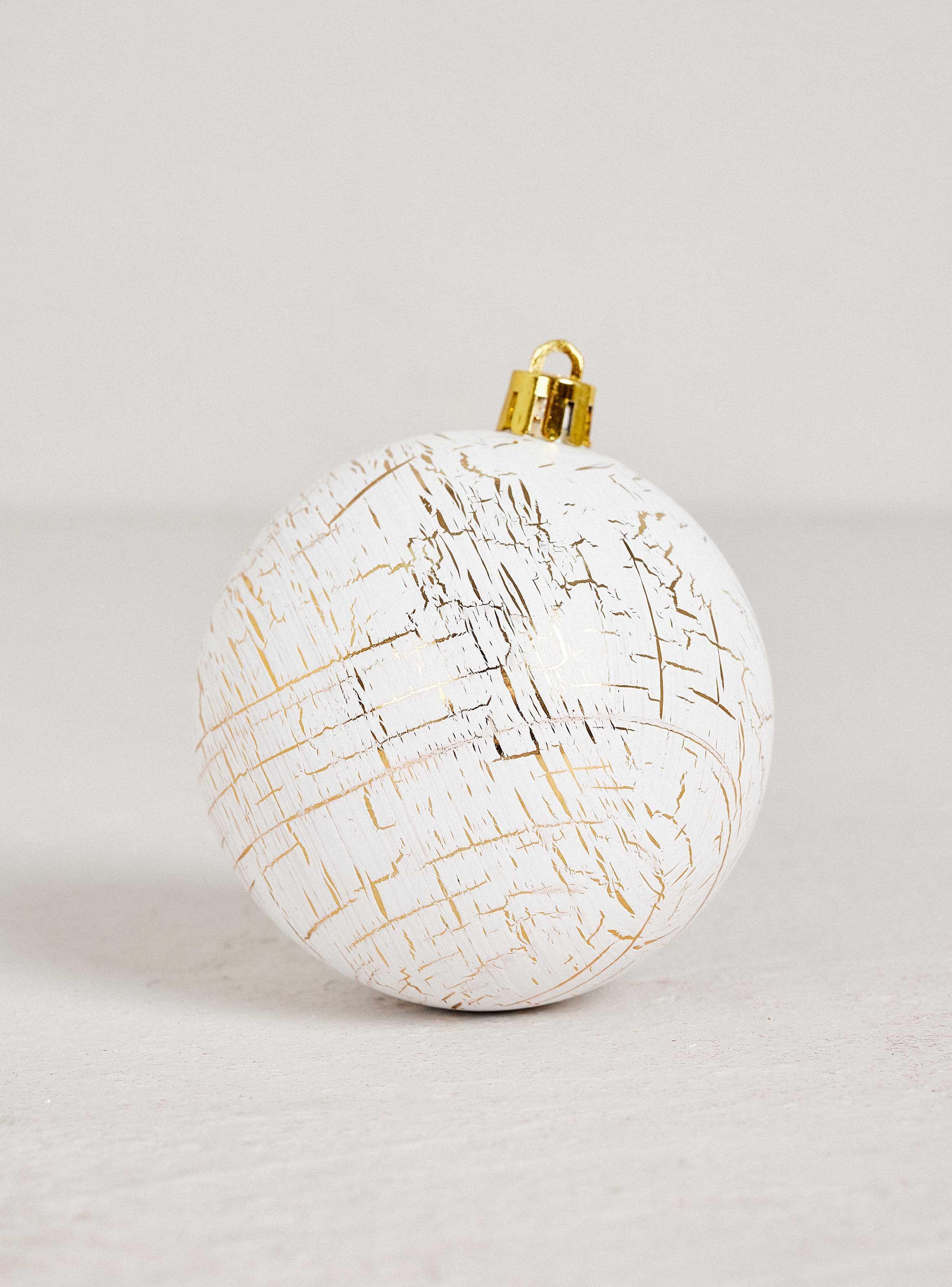 Set 3 Esferas 8 cm Blanco/Dorado-1