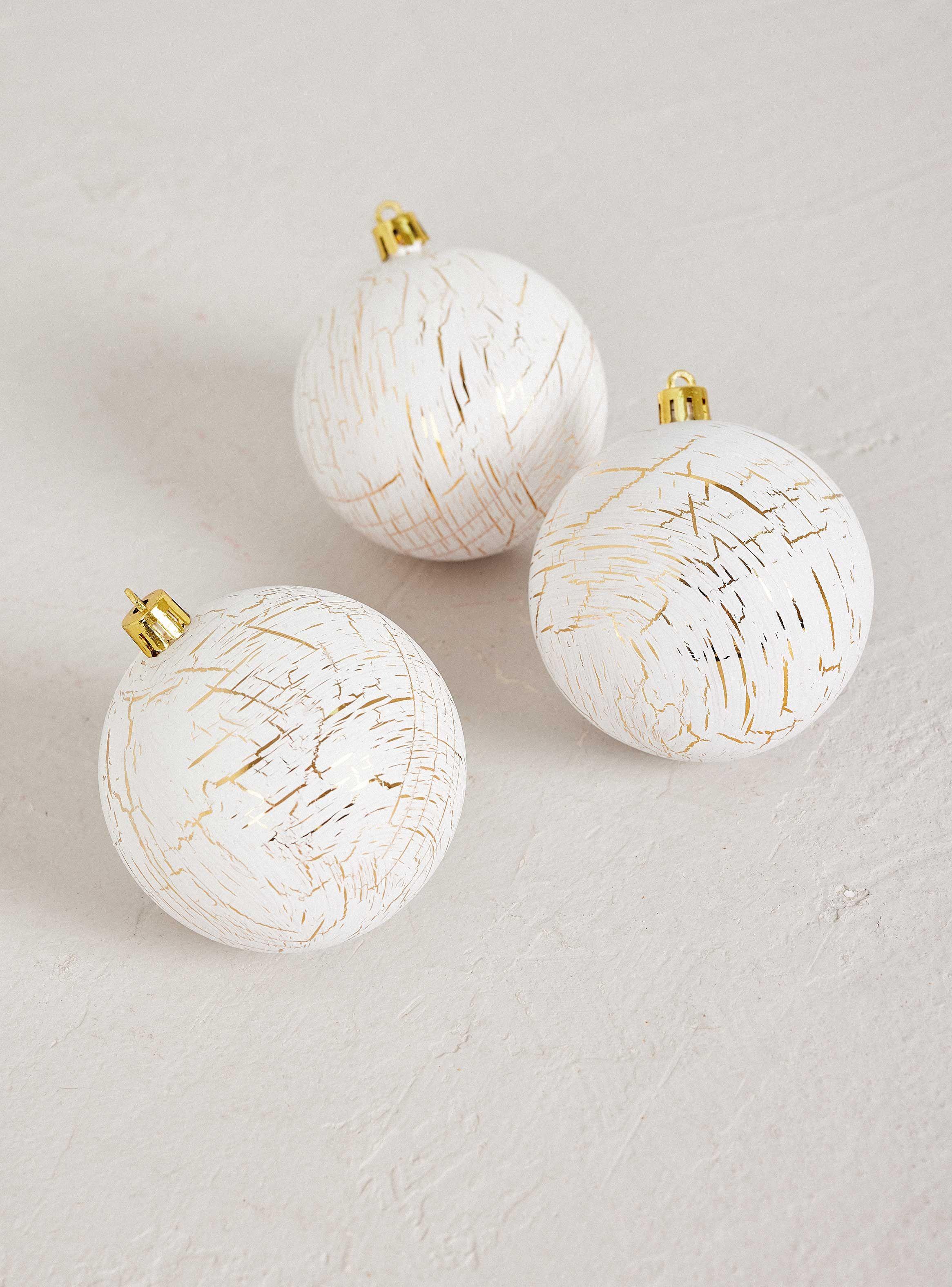 Set 3 Esferas 8 cm Blanco/Dorado-0