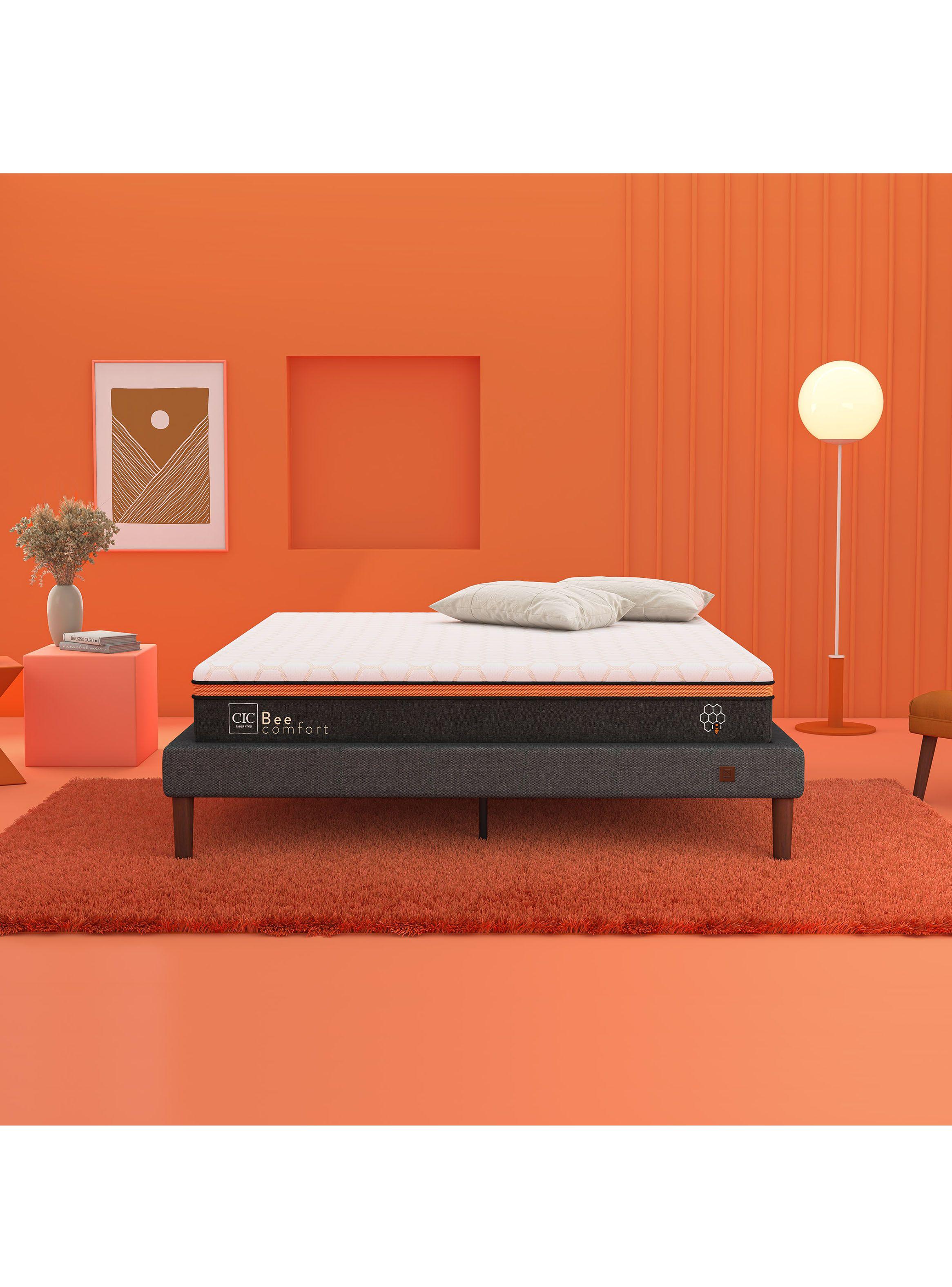 Cama Europea Bee Comfort King + Set Muebles New Torino Chococolate-3