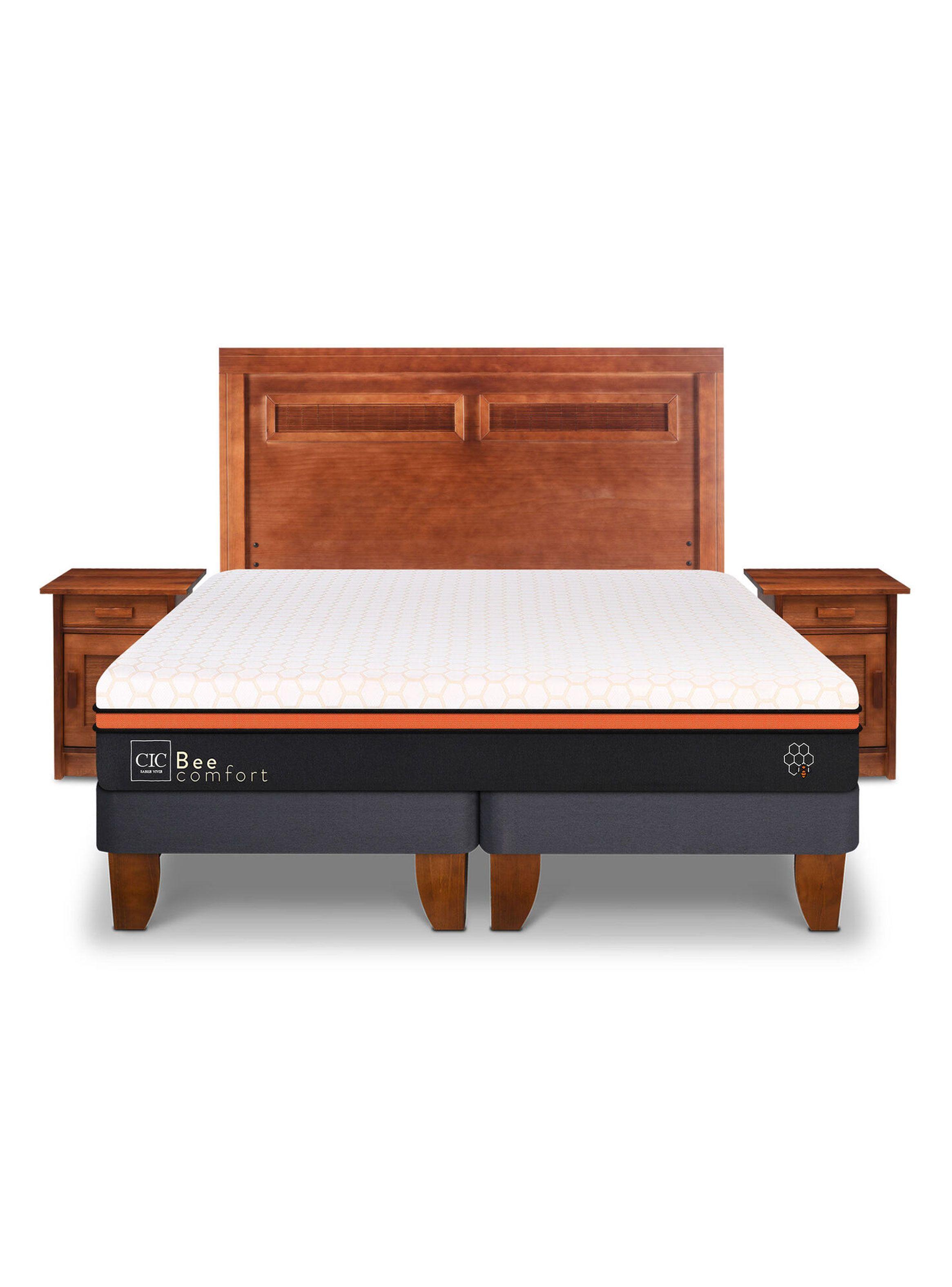 Cama Europea Bee Comfort 2 Plazas Base Dividida + Set Muebles Milan-2