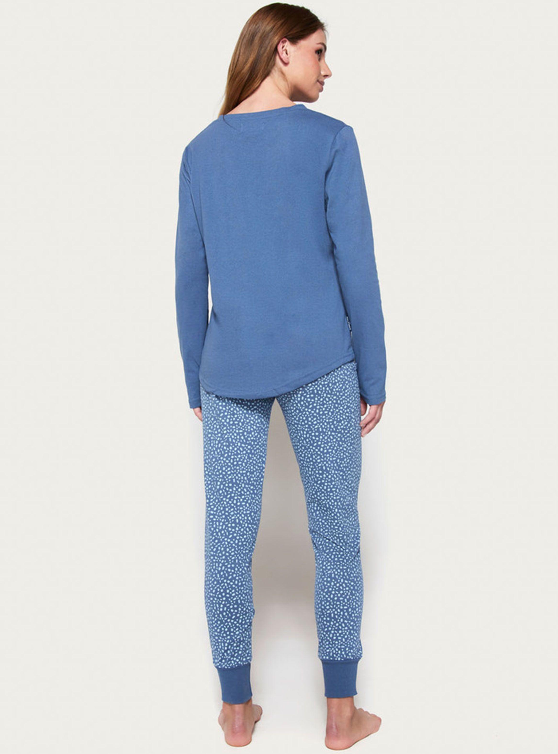 Pijama Largo Algodón Jersey Azul-1