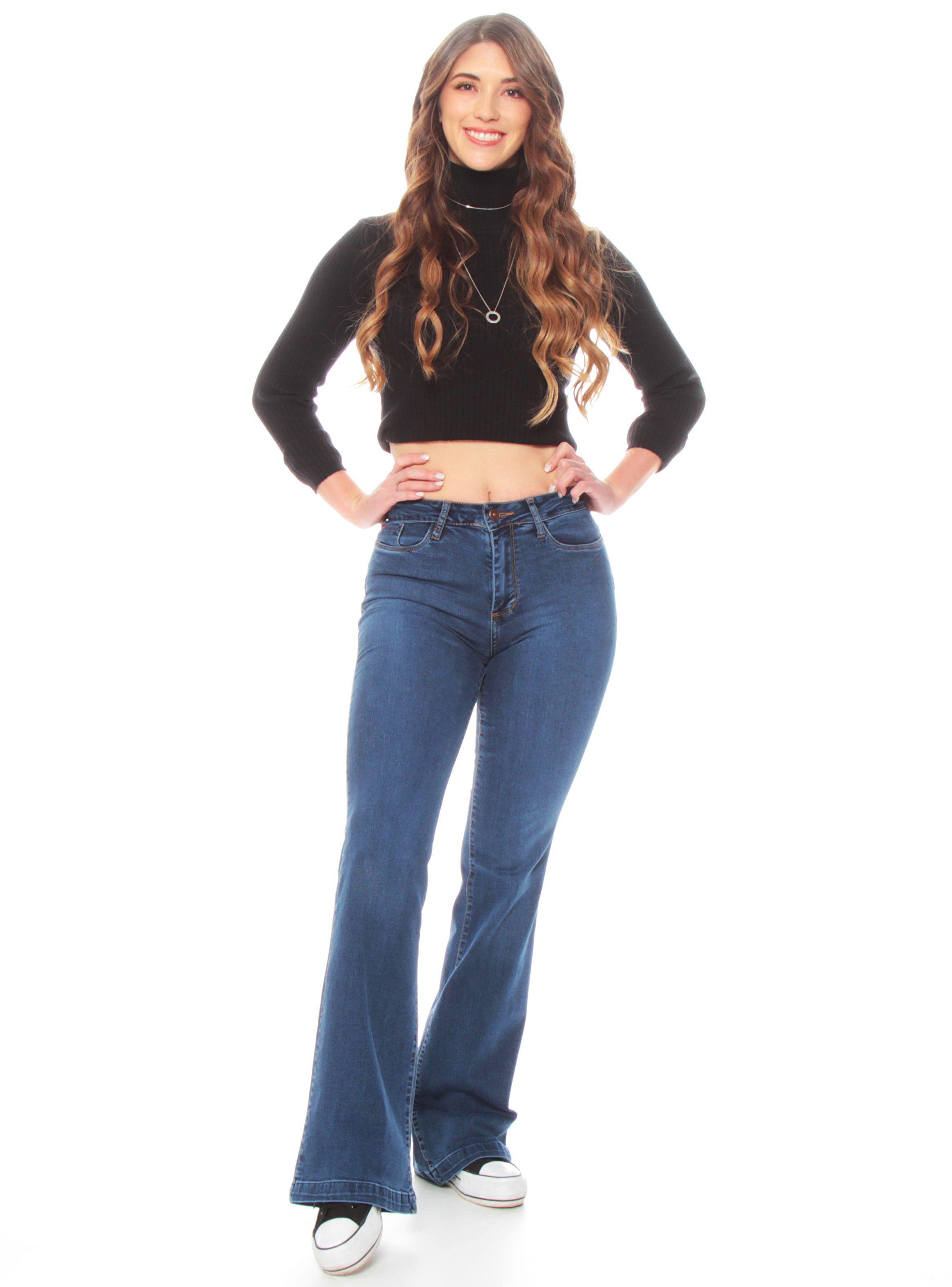 Jeans Flare Tiro Alto 1-3