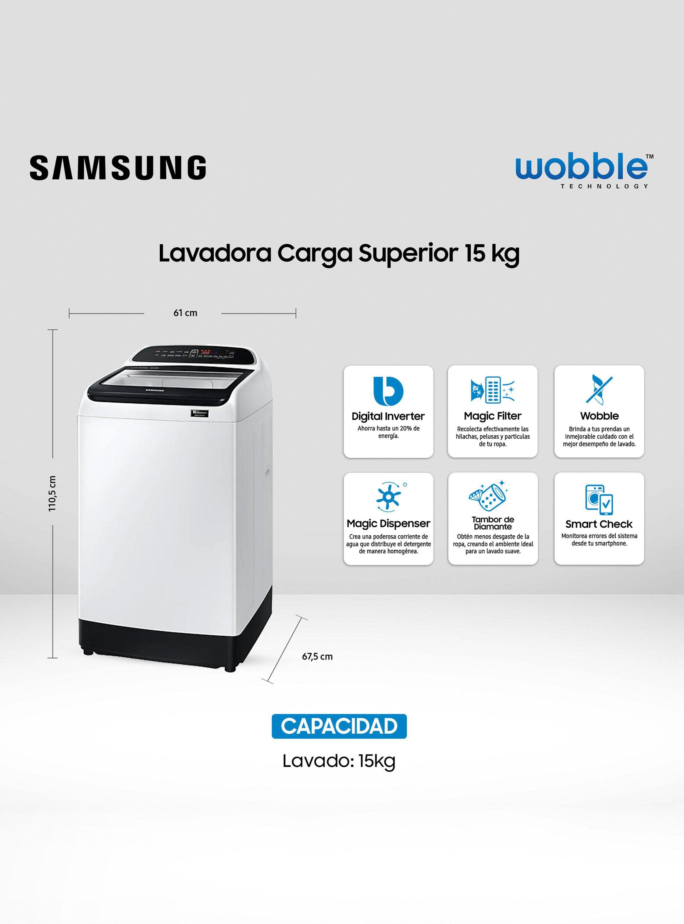 Lavadora de Carga Superior 15 kg WA15T5260BW/ZS-1
