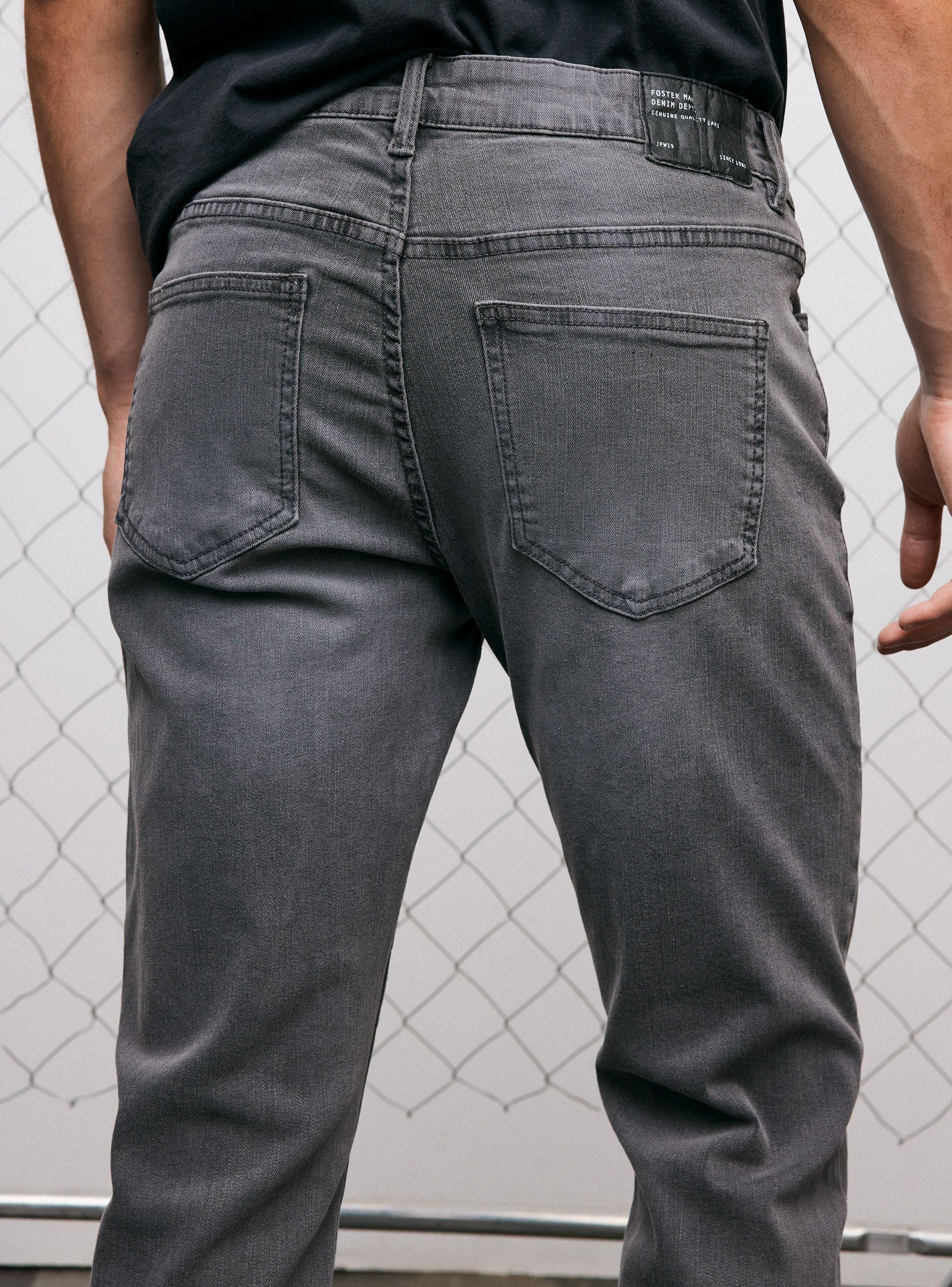 Jeans Cinco Bolsillos Slim Gris Medio-3